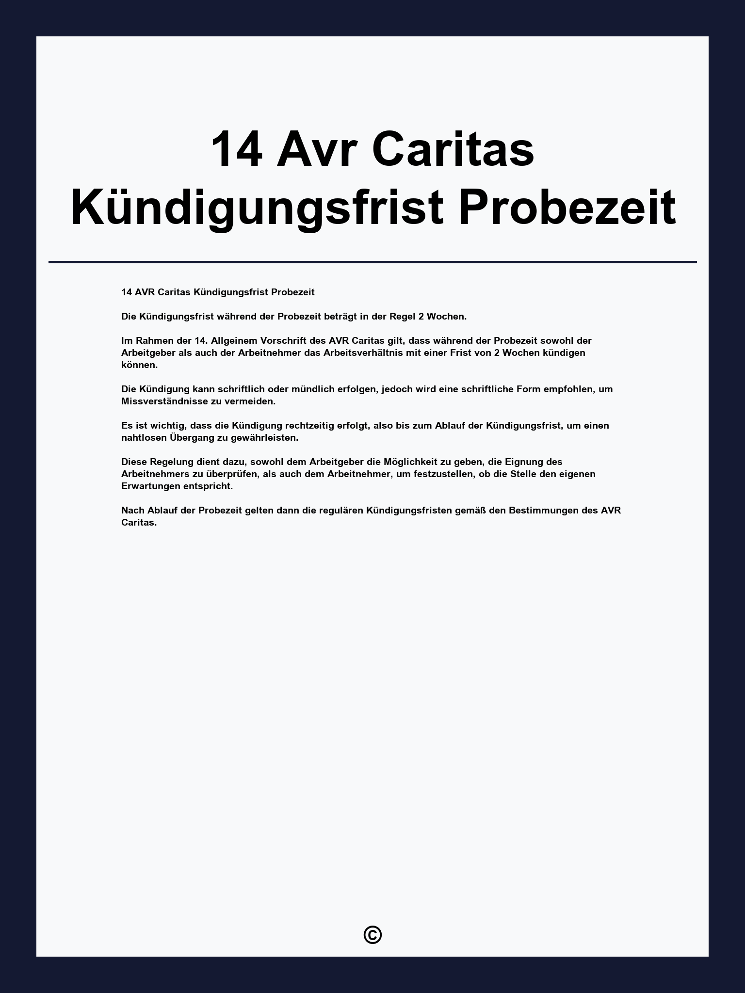 14 Avr Caritas Kündigungsfrist Probezeit