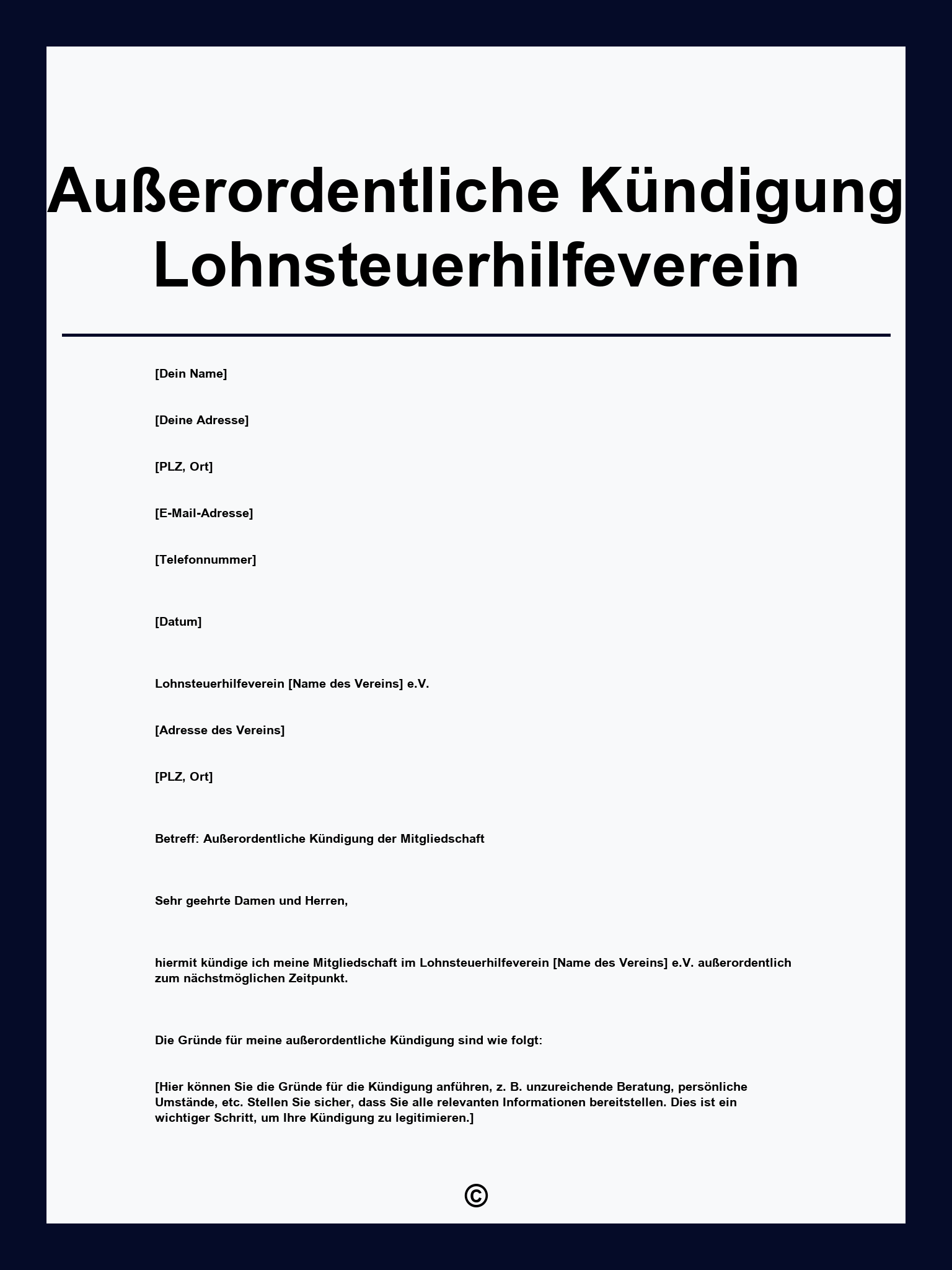 Außerordentliche Kündigung Lohnsteuerhilfeverein