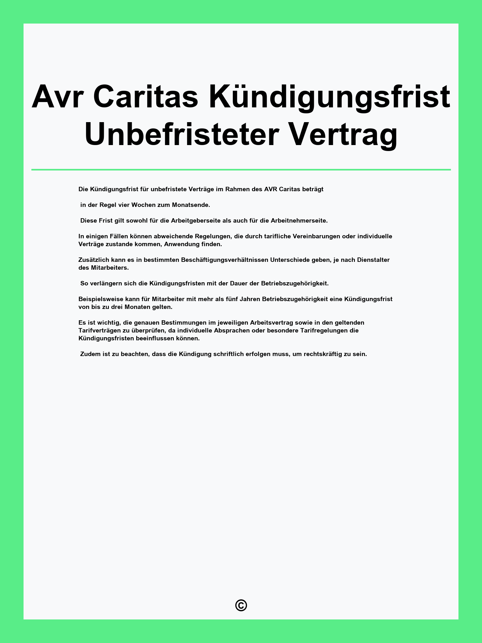 Avr Caritas Kündigungsfrist Unbefristeter Vertrag