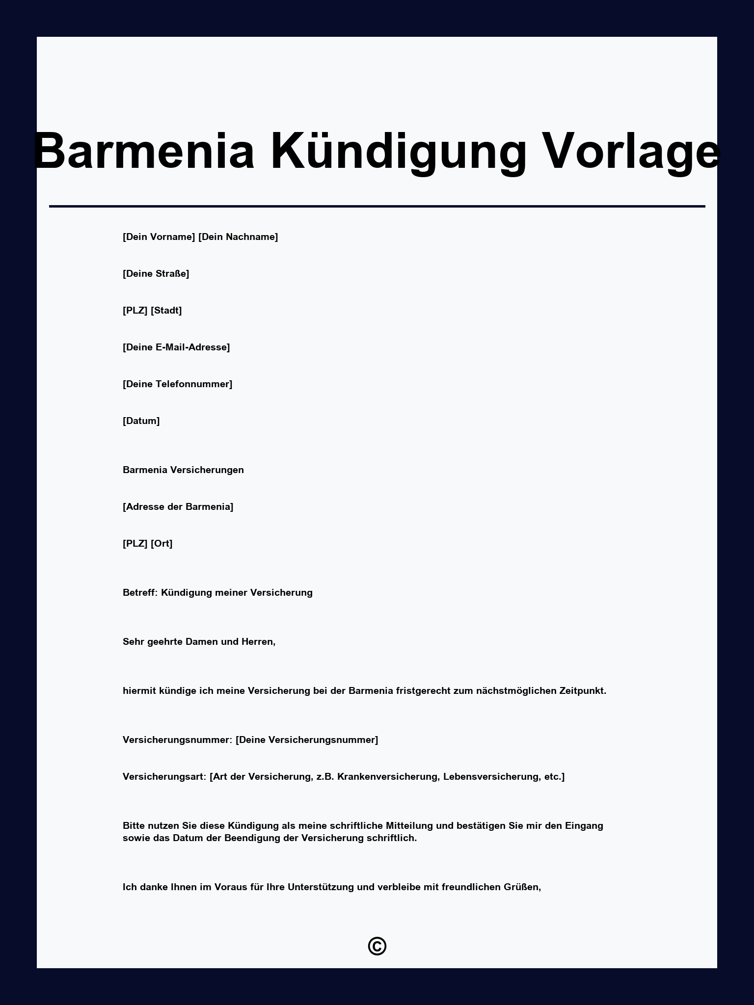 Barmenia Kündigung Vorlage