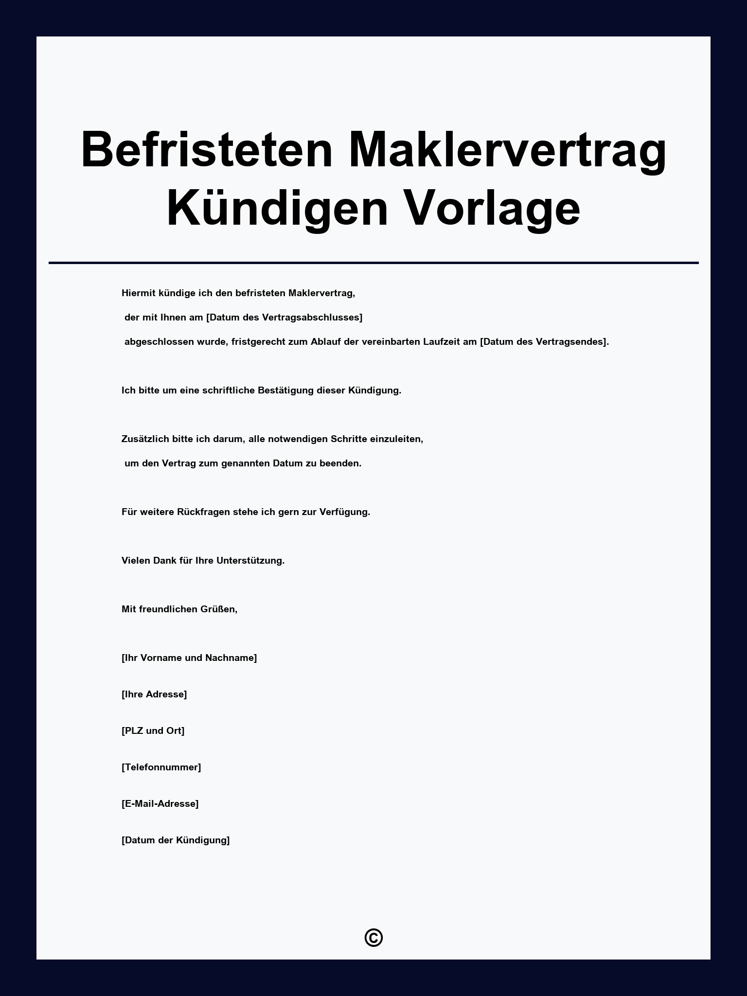 Befristeten Maklervertrag Kündigen Vorlage
