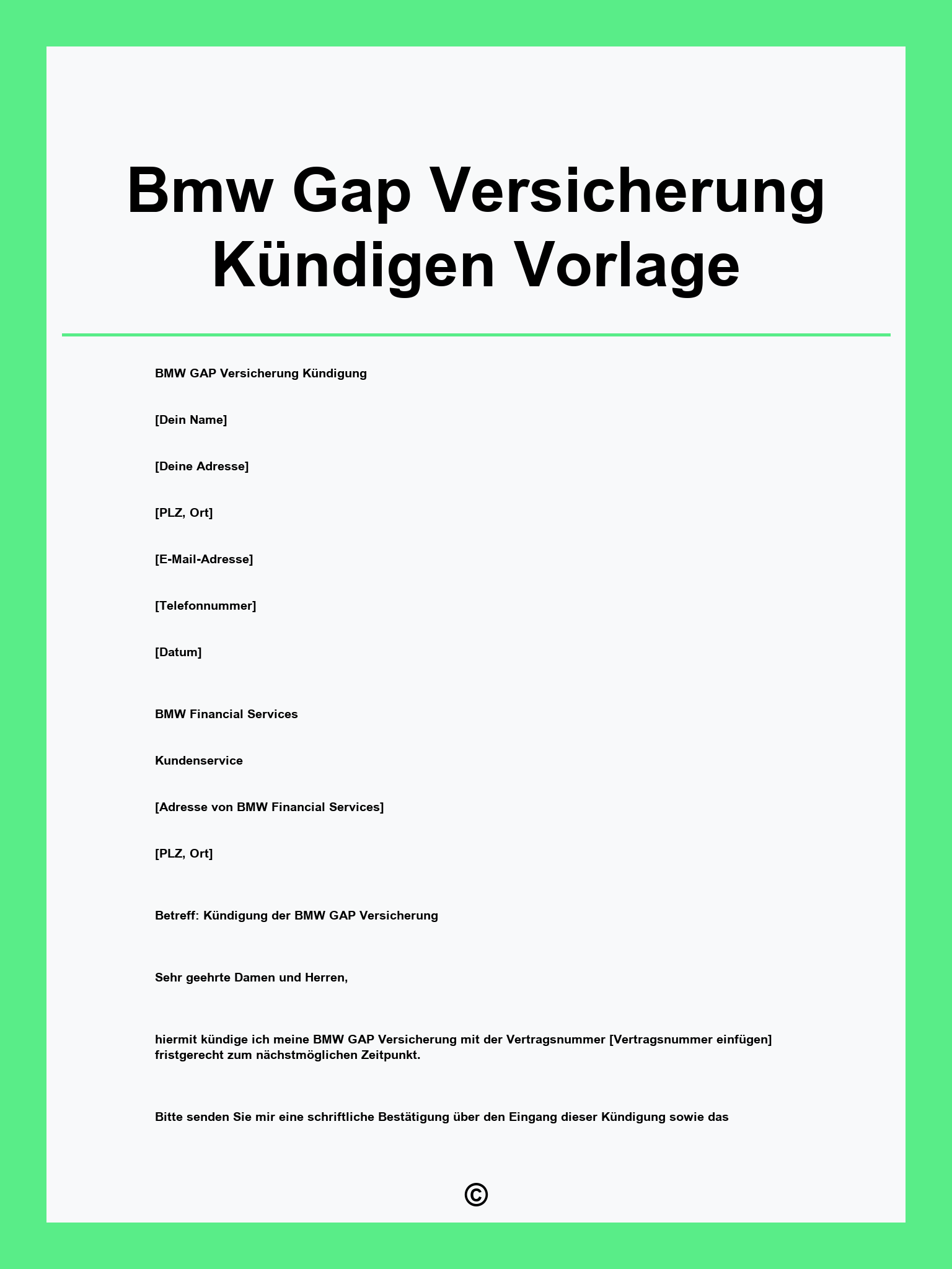 Bmw Gap Versicherung Kündigen Vorlage