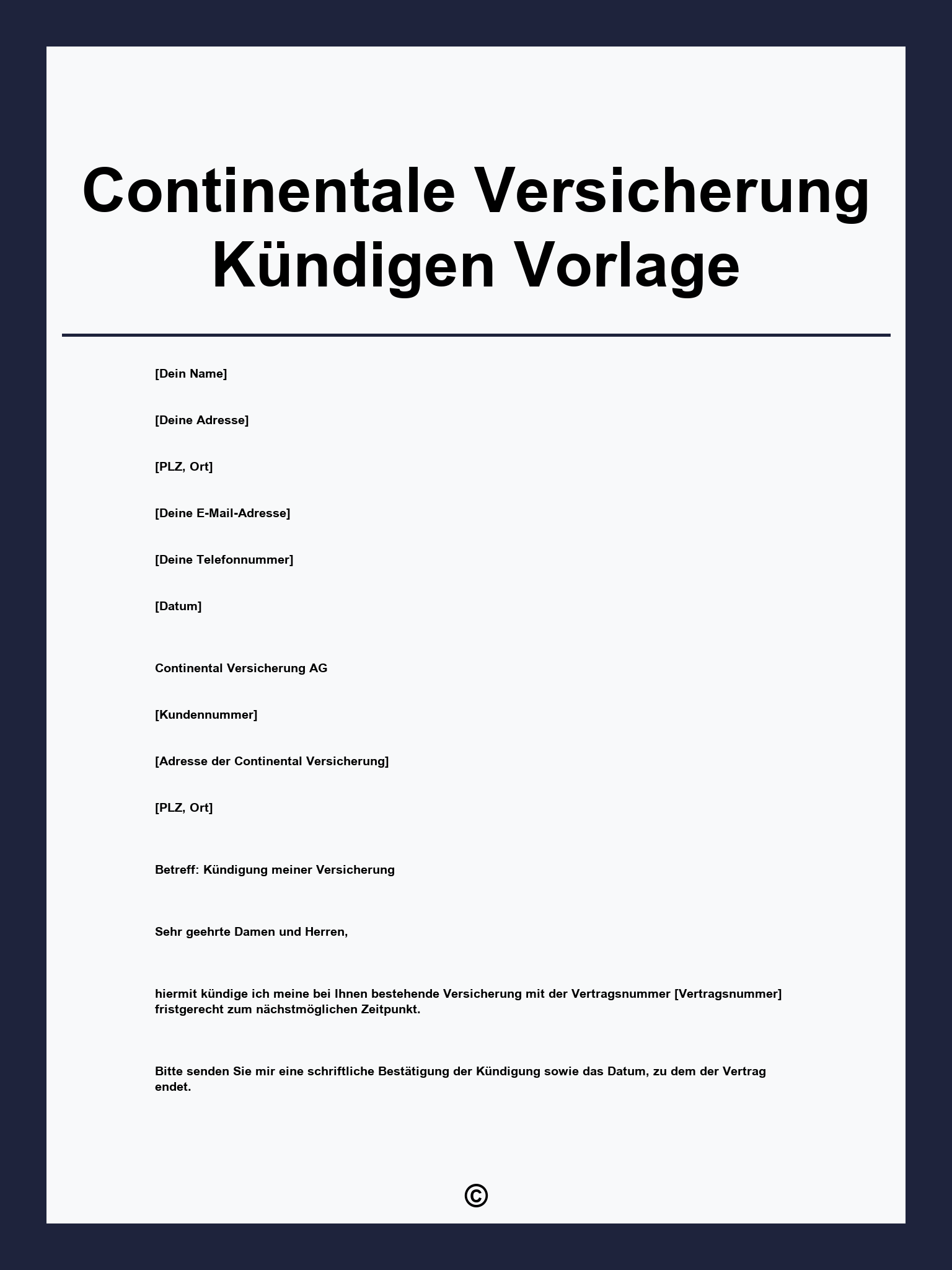 Continentale Versicherung Kündigen Vorlage