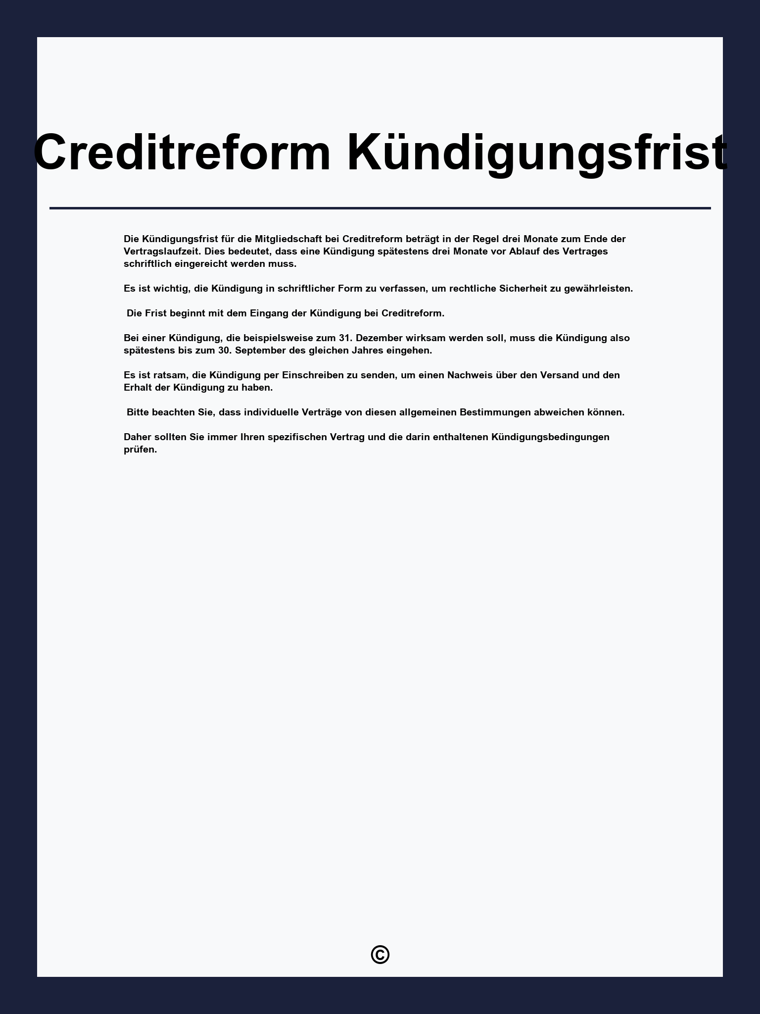 Creditreform Kündigungsfrist