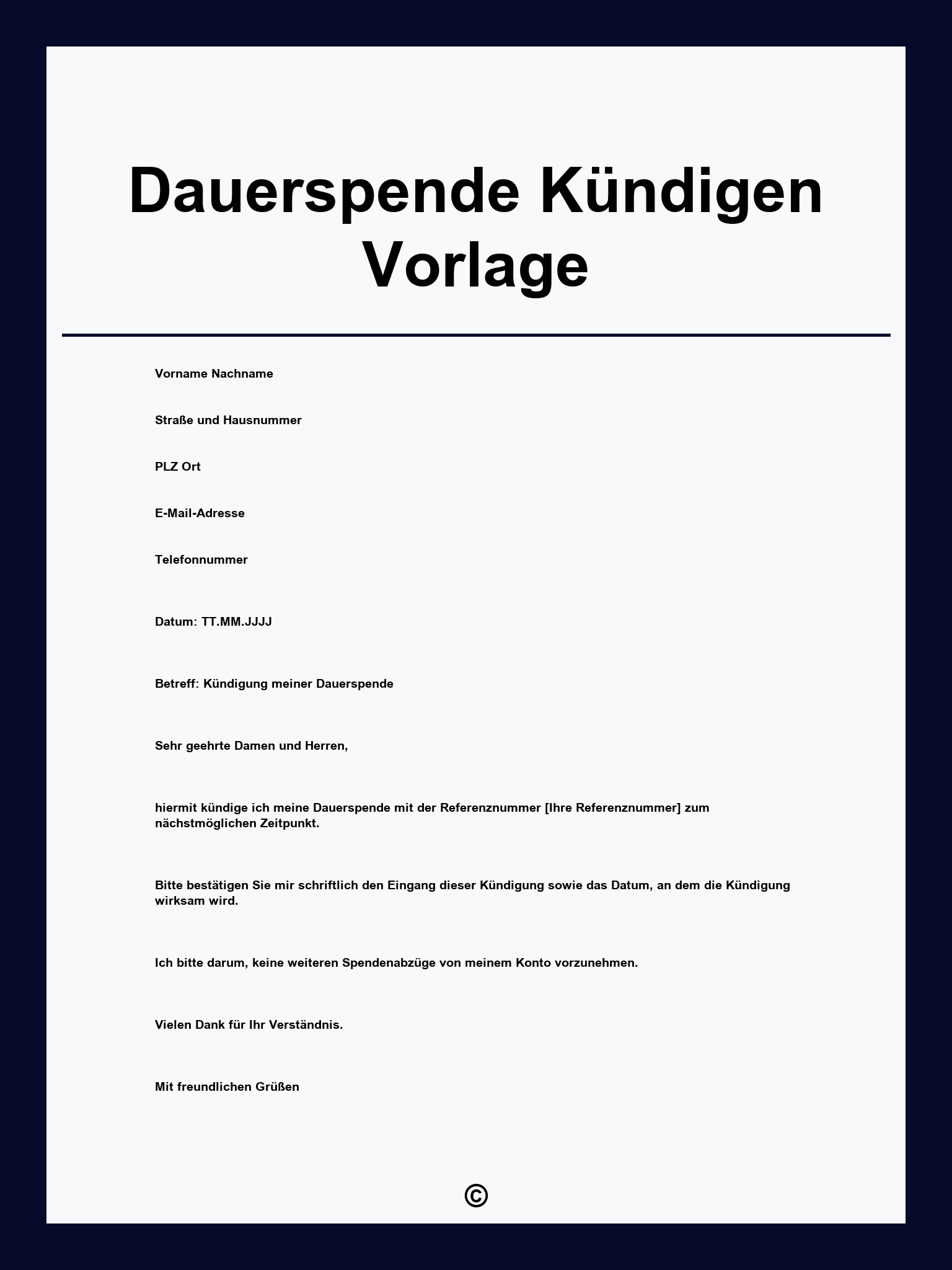 Dauerspende Kündigen Vorlage
