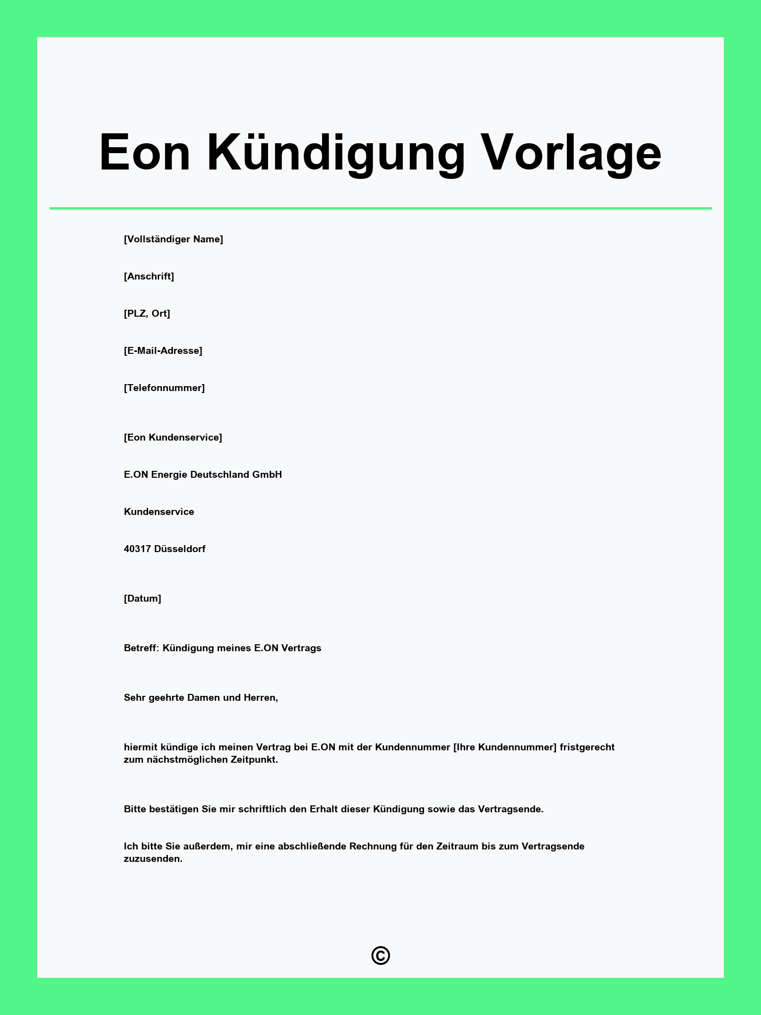 Eon Kündigung Vorlage