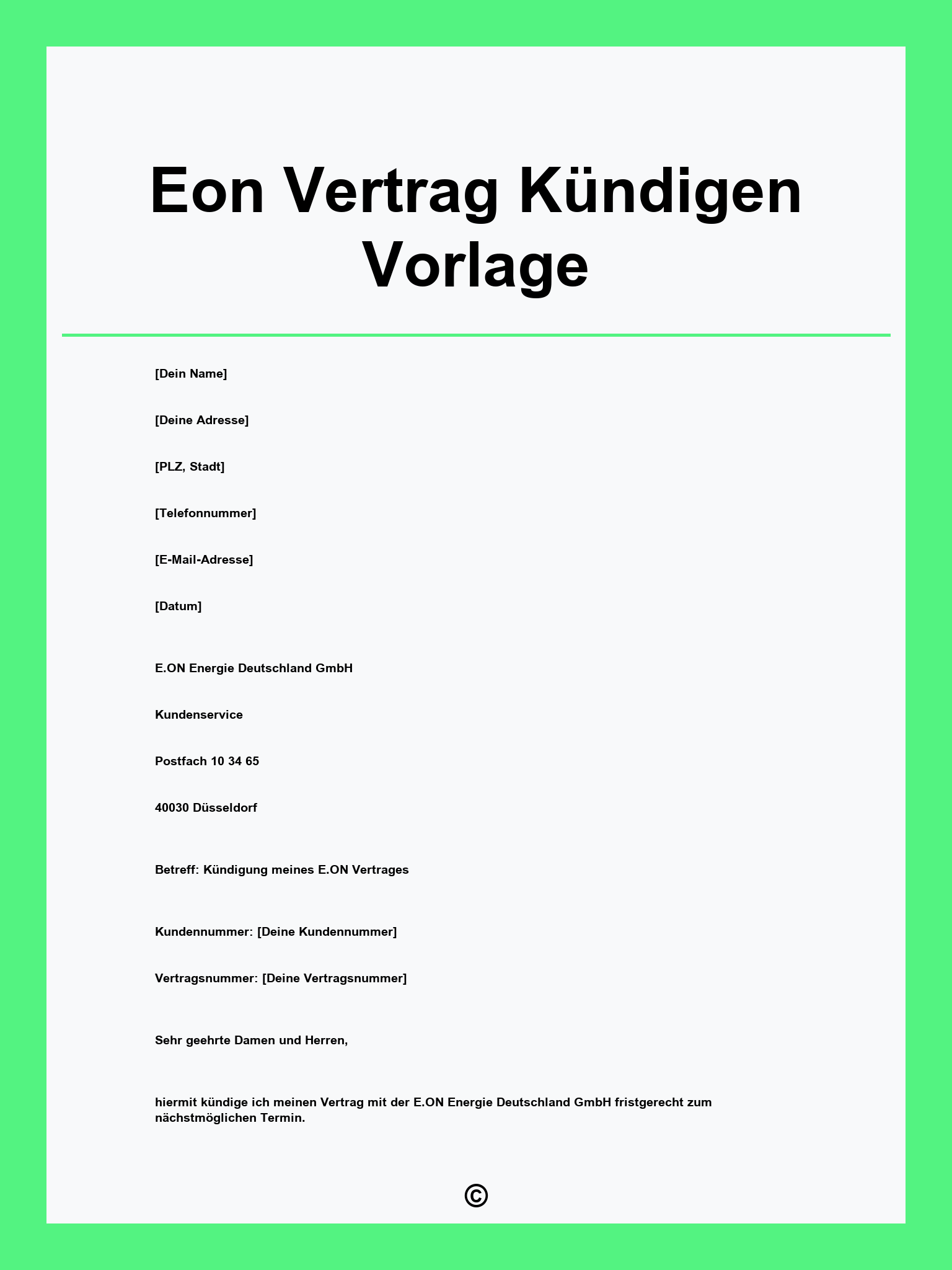 Eon Vertrag Kündigen Vorlage