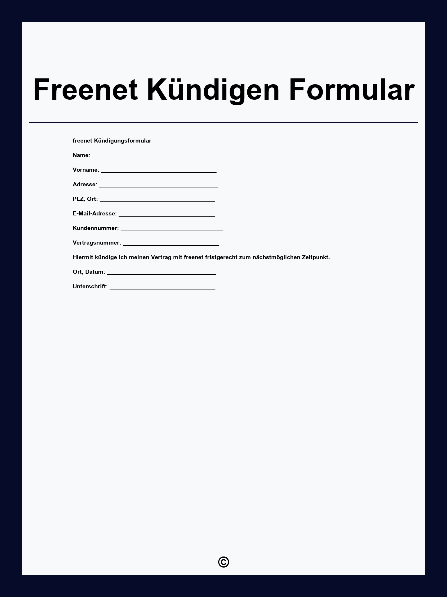 Freenet Kündigen Formular