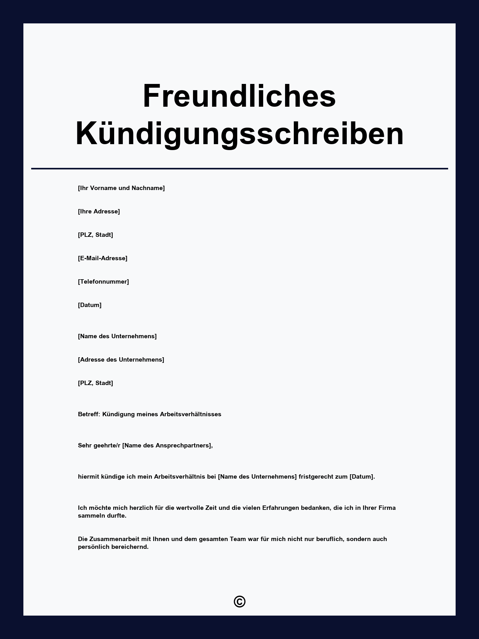 Freundliches Kündigungsschreiben