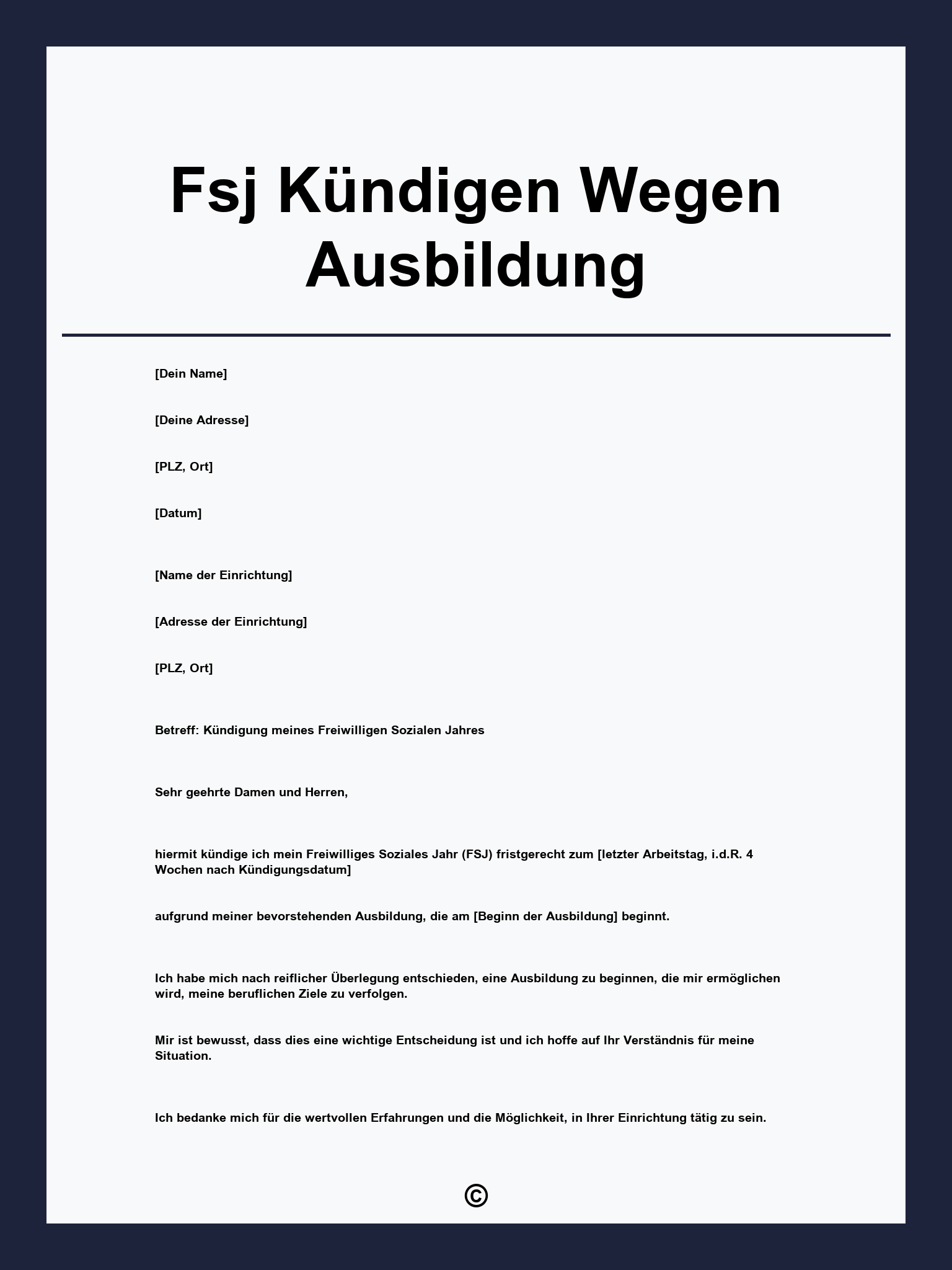 Fsj Kündigen Wegen Ausbildung