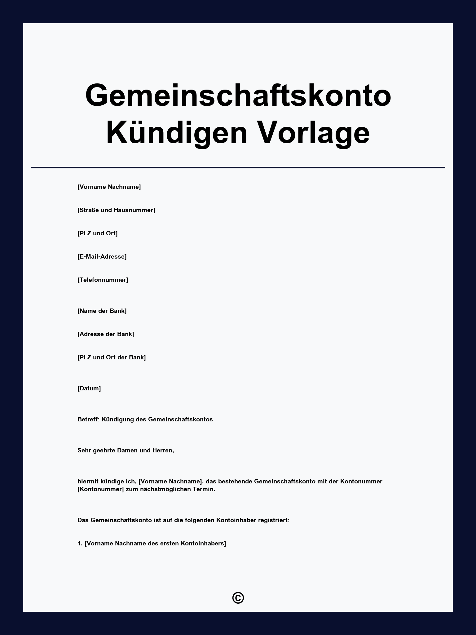 Gemeinschaftskonto Kündigen Vorlage