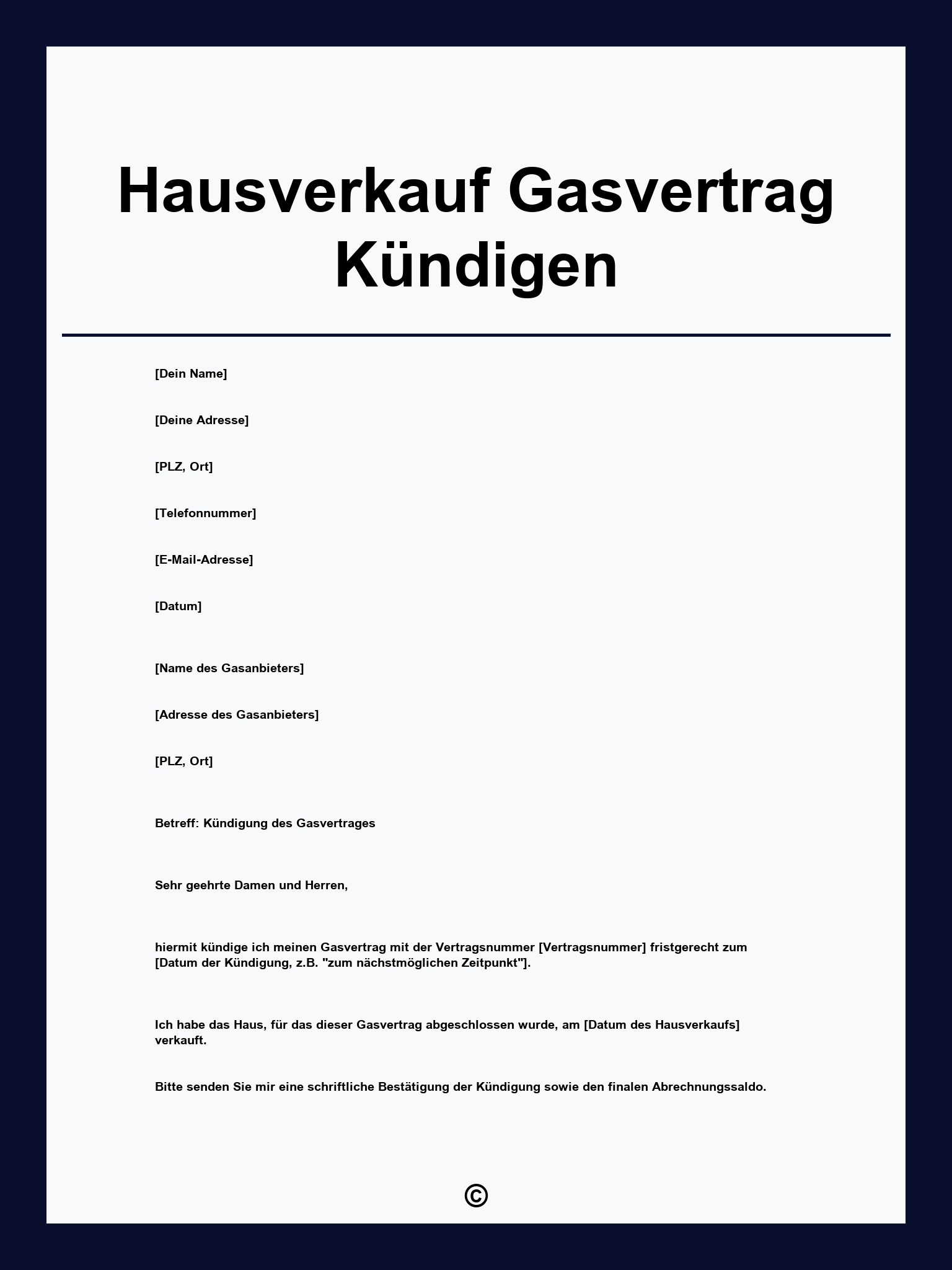 Hausverkauf Gasvertrag Kündigen