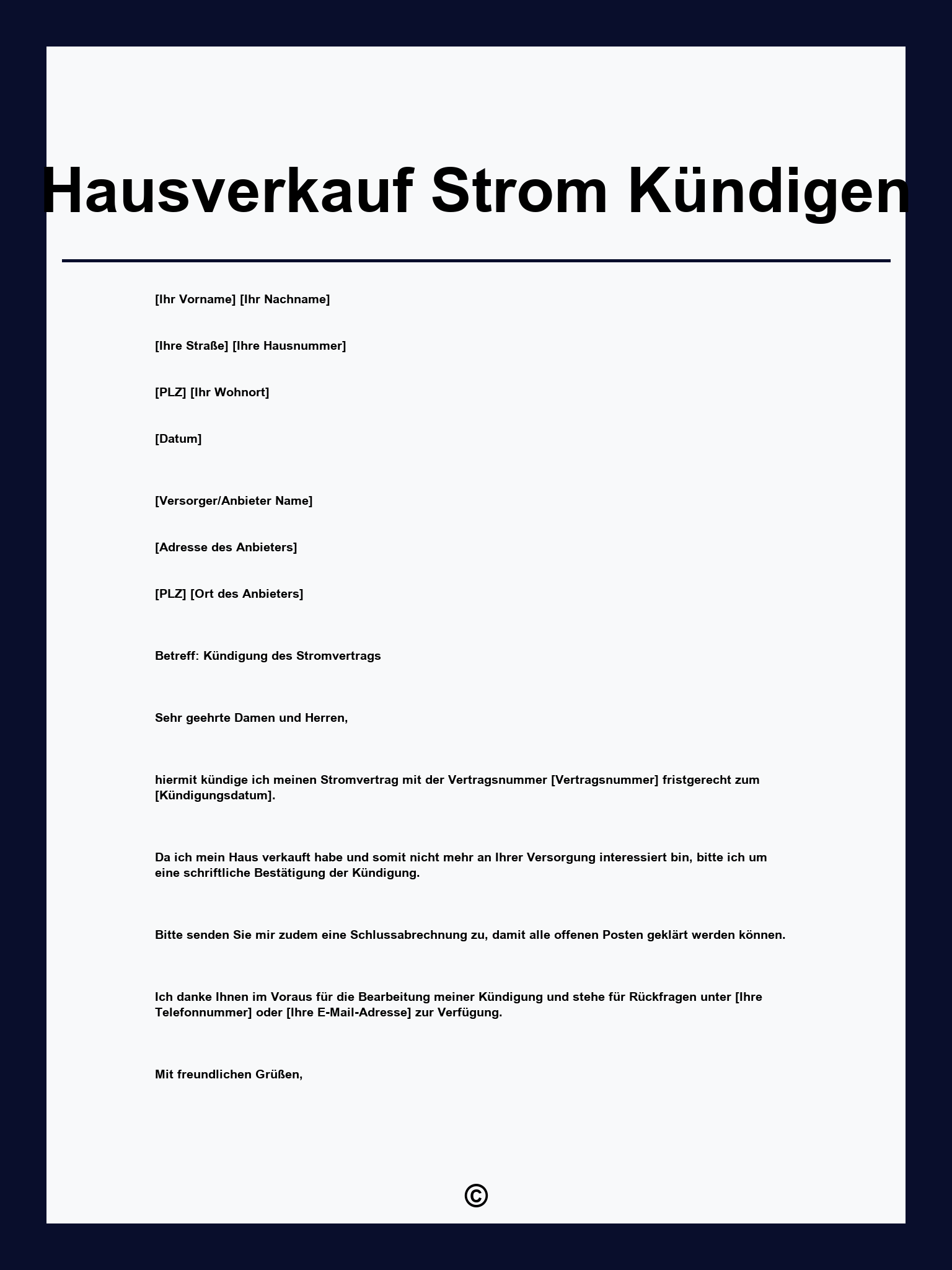 Hausverkauf Strom Kündigen