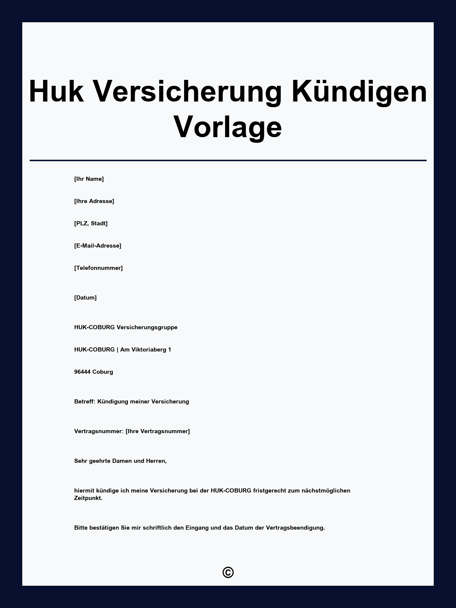 Huk Versicherung Kündigen Vorlage