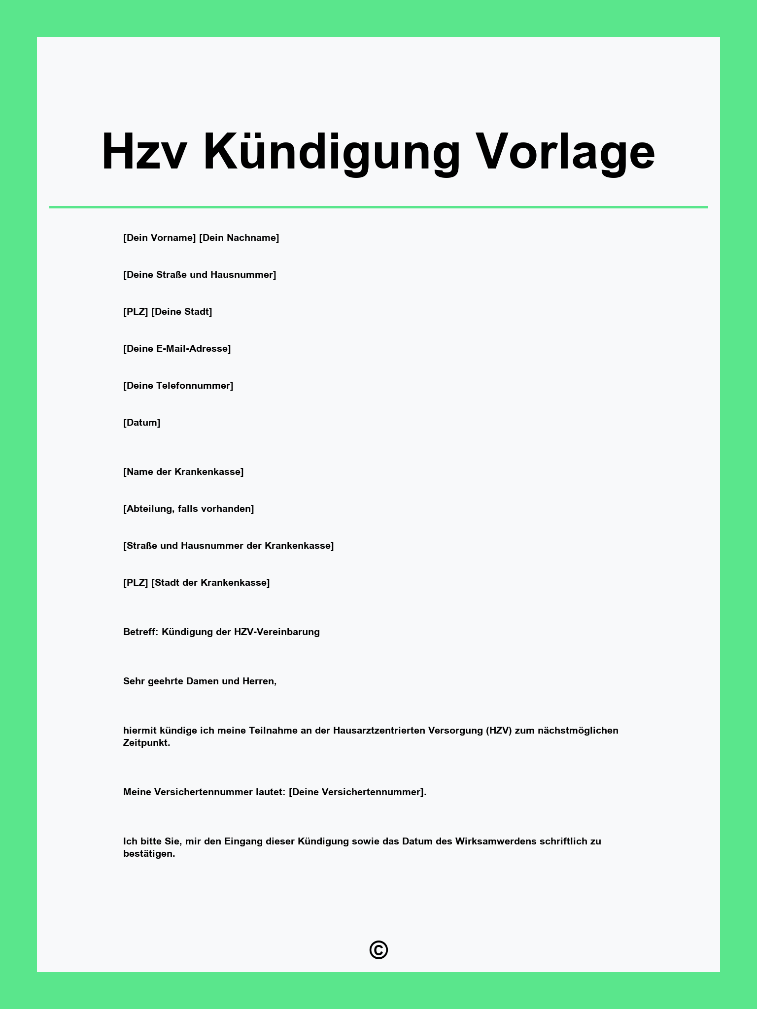 Hzv Kündigung Vorlage