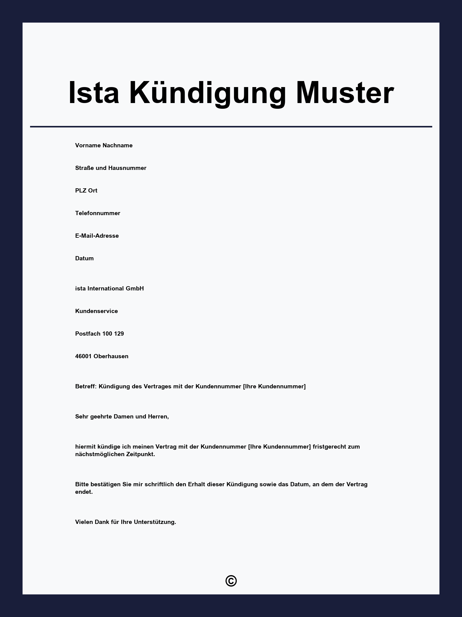 Ista Kündigung Muster