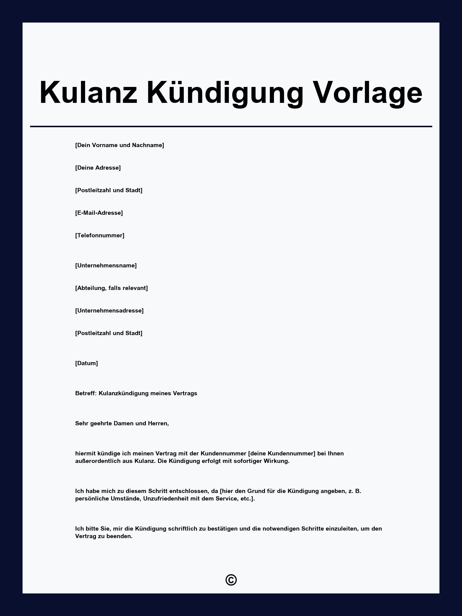 Kulanz Kündigung Vorlage