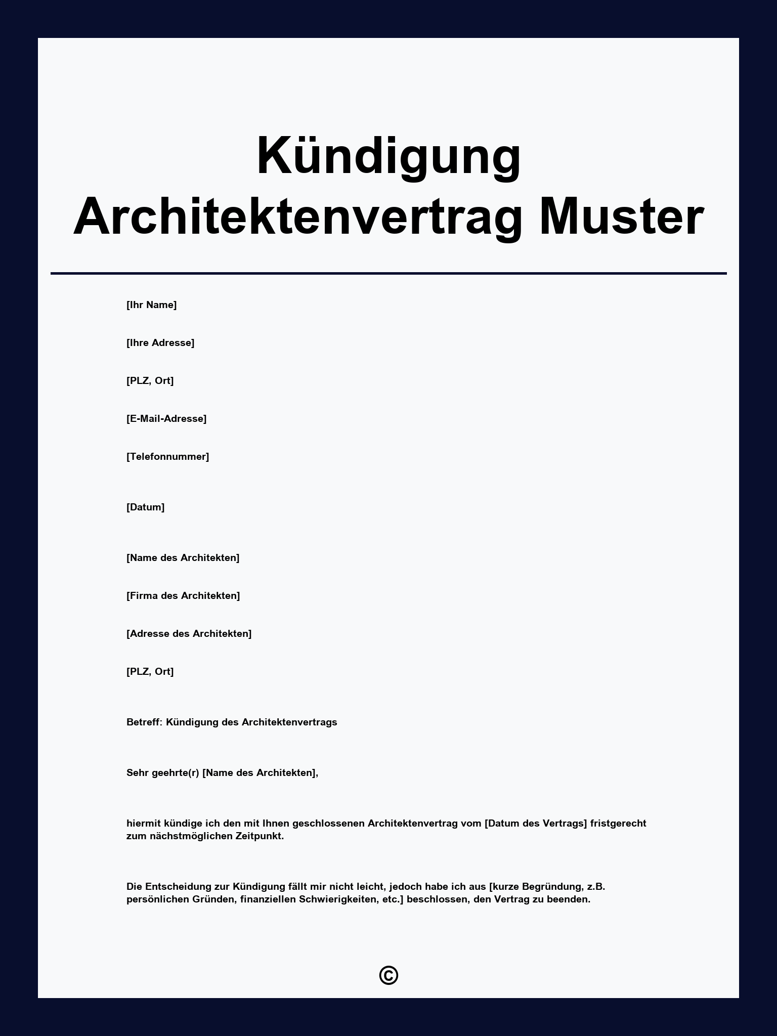 Kündigung Architektenvertrag Muster