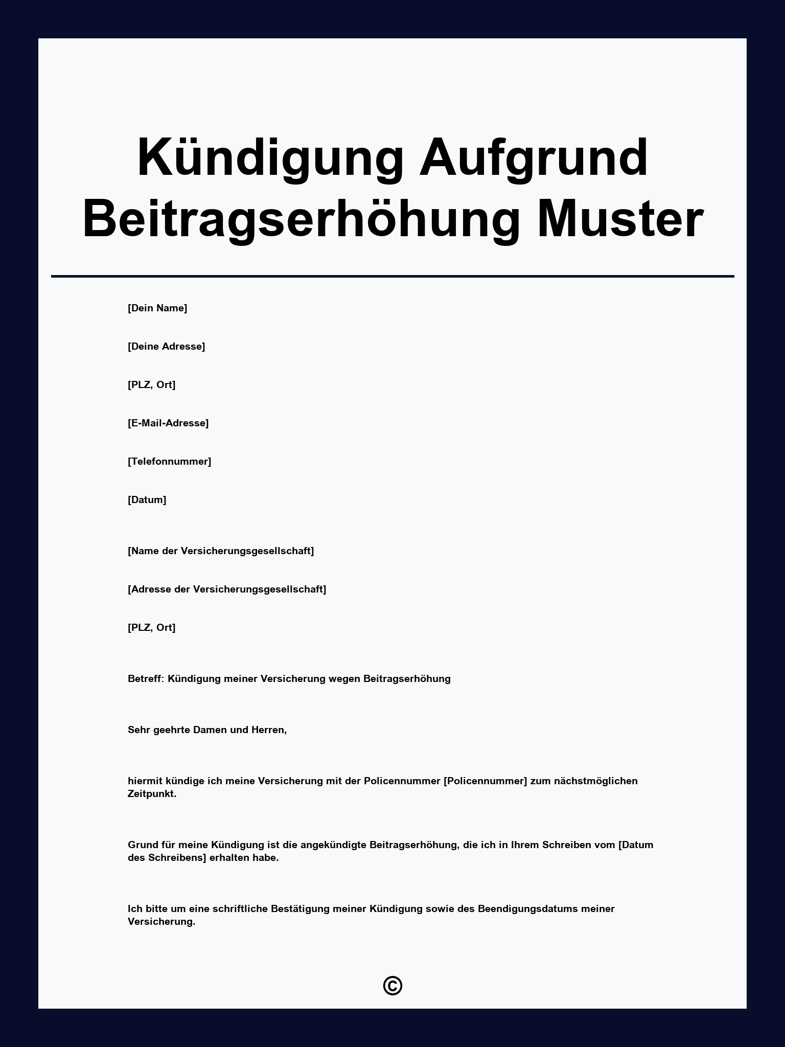 Kündigung Aufgrund Beitragserhöhung Muster