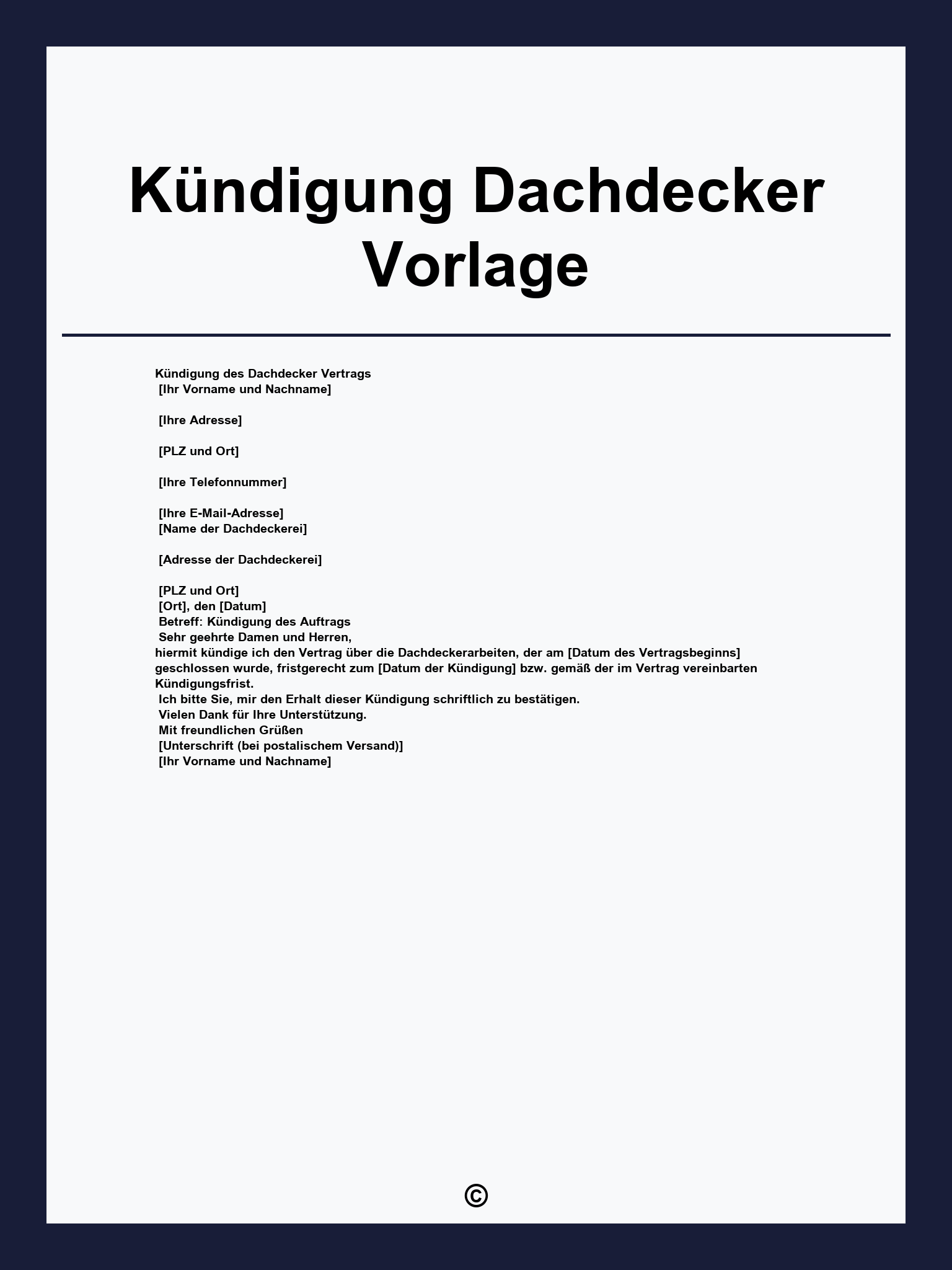 Kündigung Dachdecker Vorlage