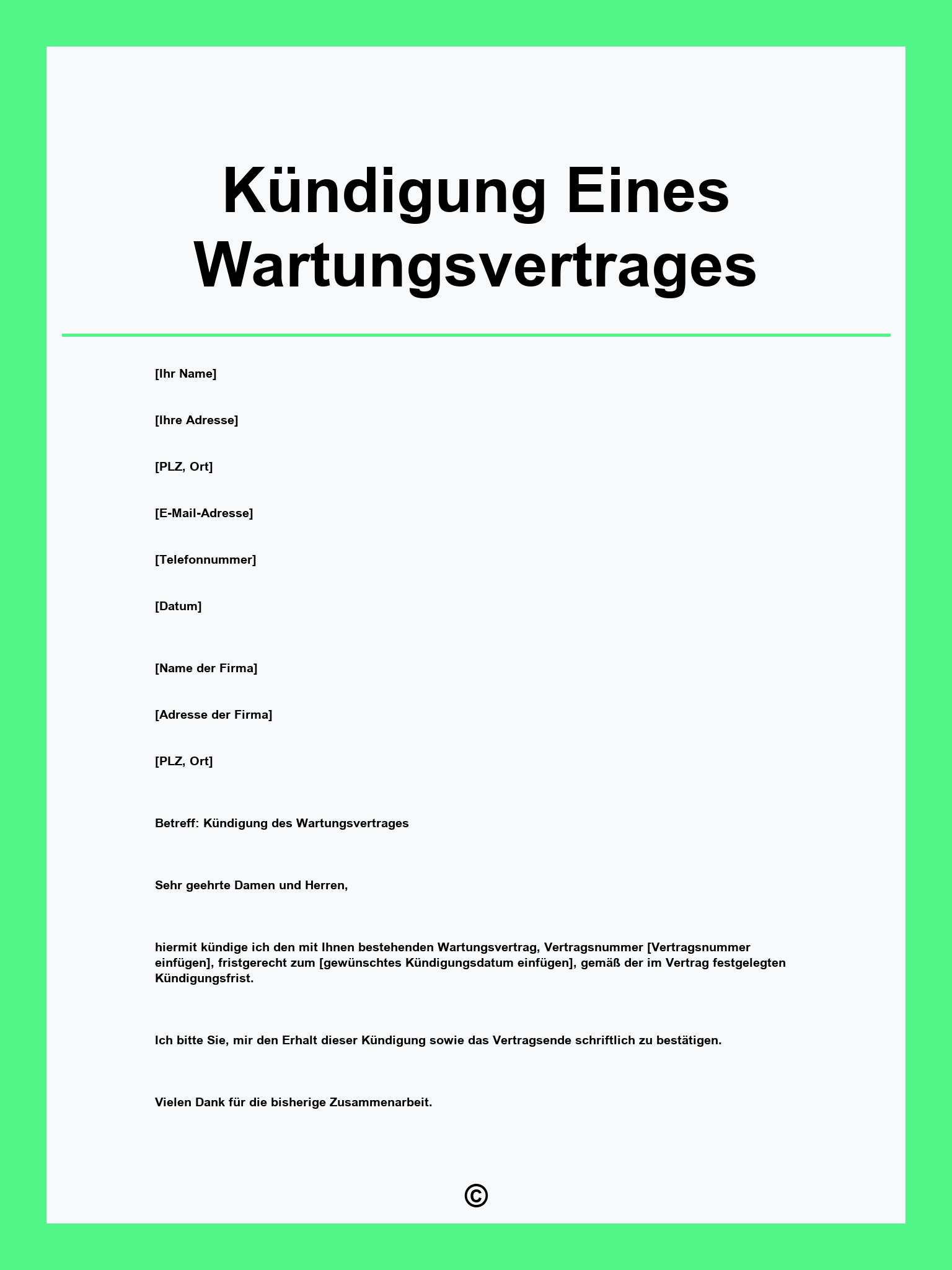 Kündigung Eines Wartungsvertrages