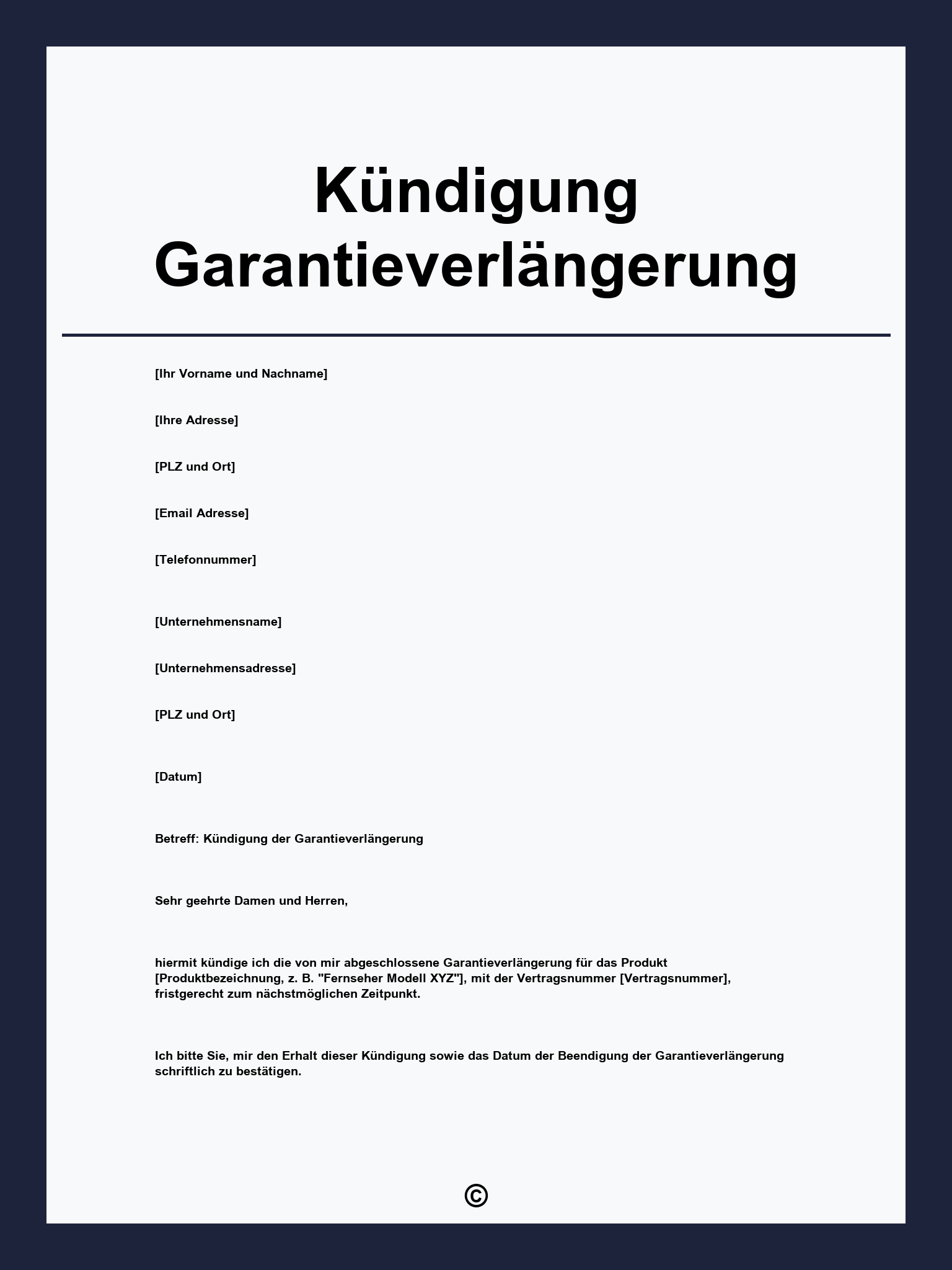 Kündigung Garantieverlängerung