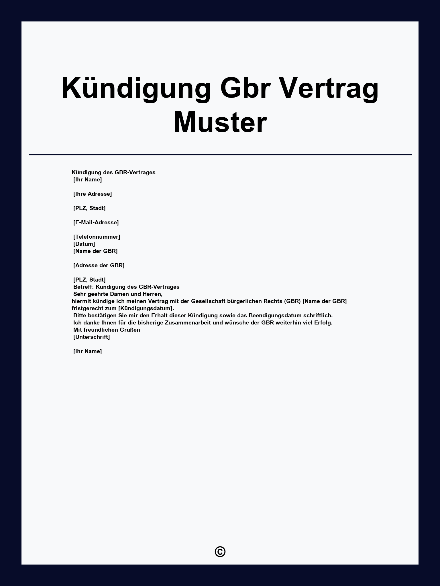 Kündigung Gbr Vertrag Muster