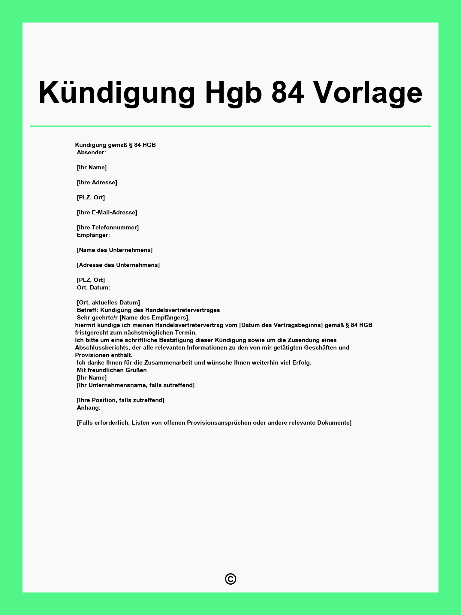 Kündigung Hgb 84 Vorlage