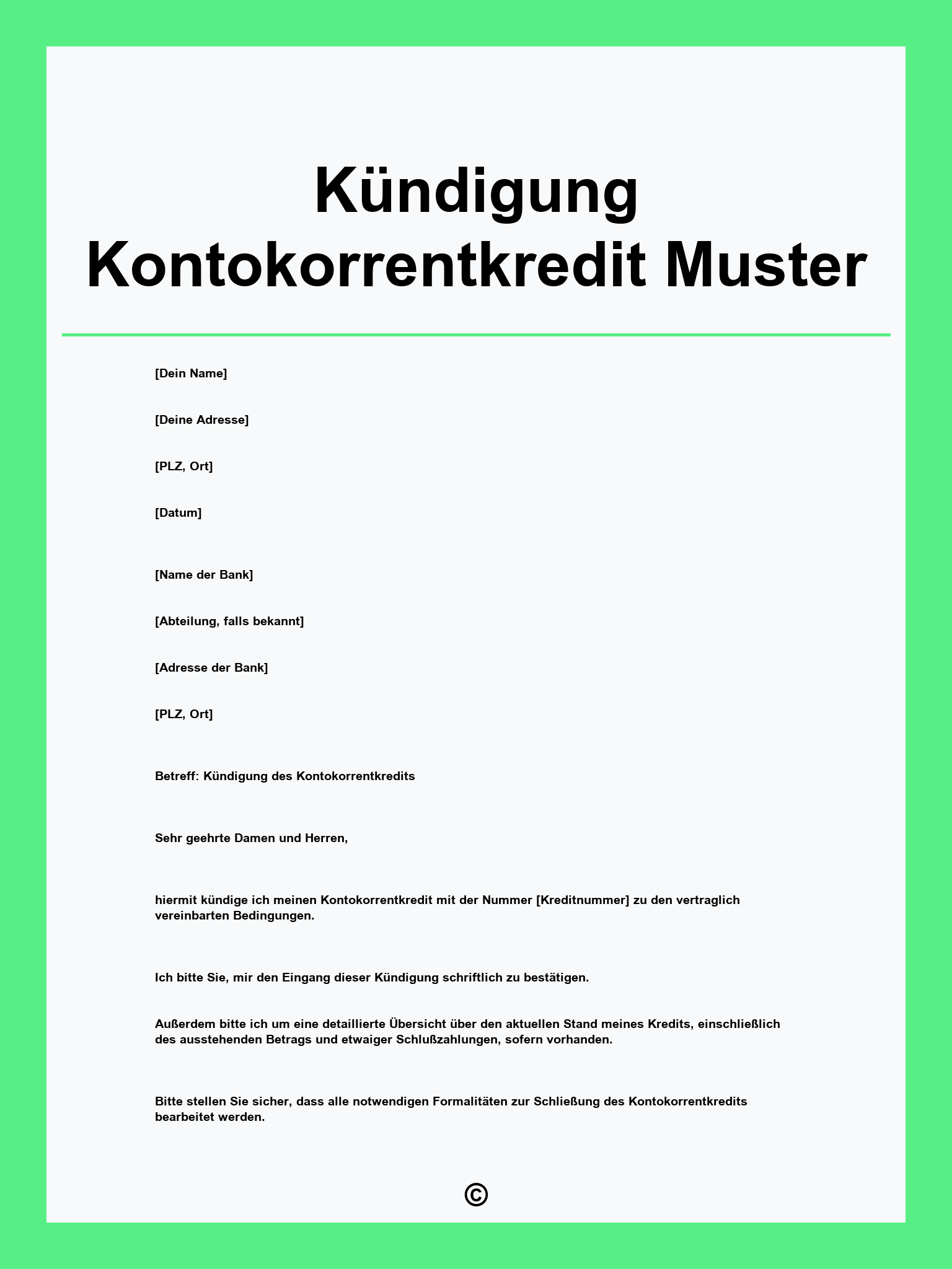 Kündigung Kontokorrentkredit Muster