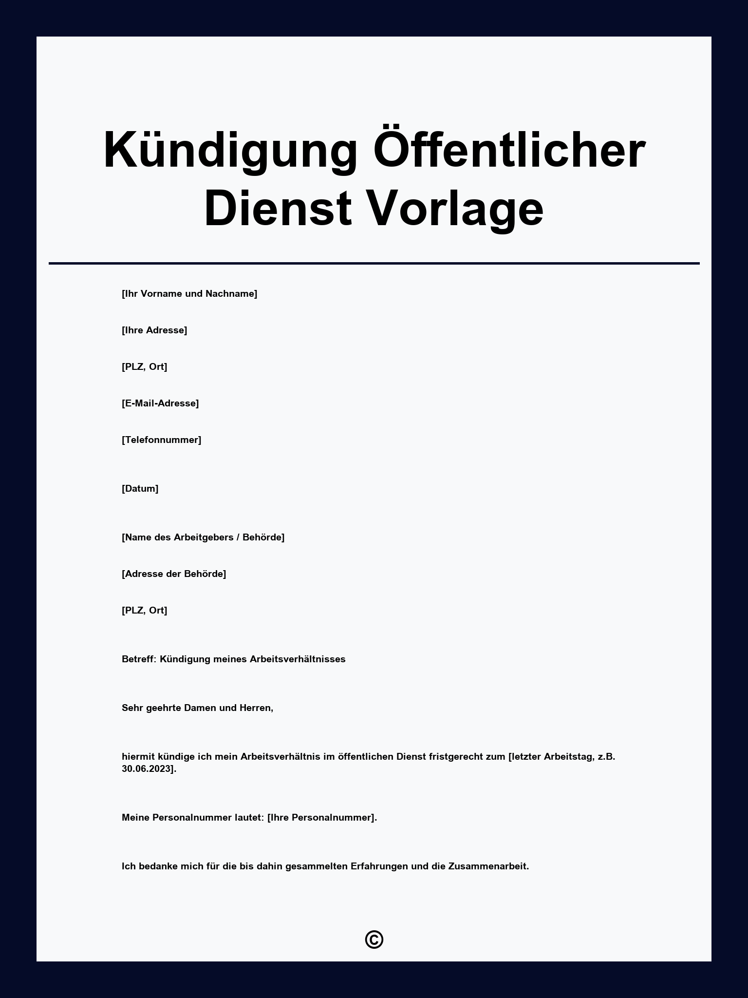 Kündigung Öffentlicher Dienst Vorlage