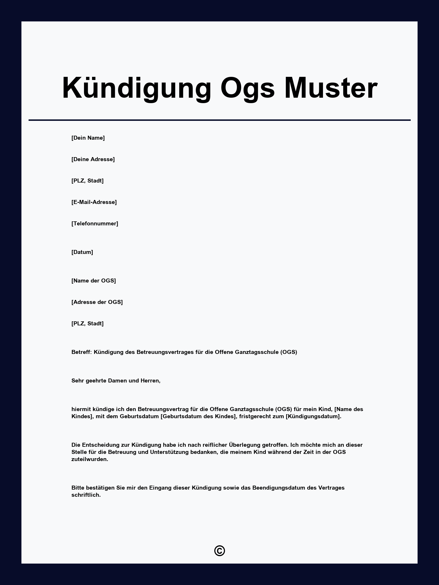 Kündigung Ogs Muster