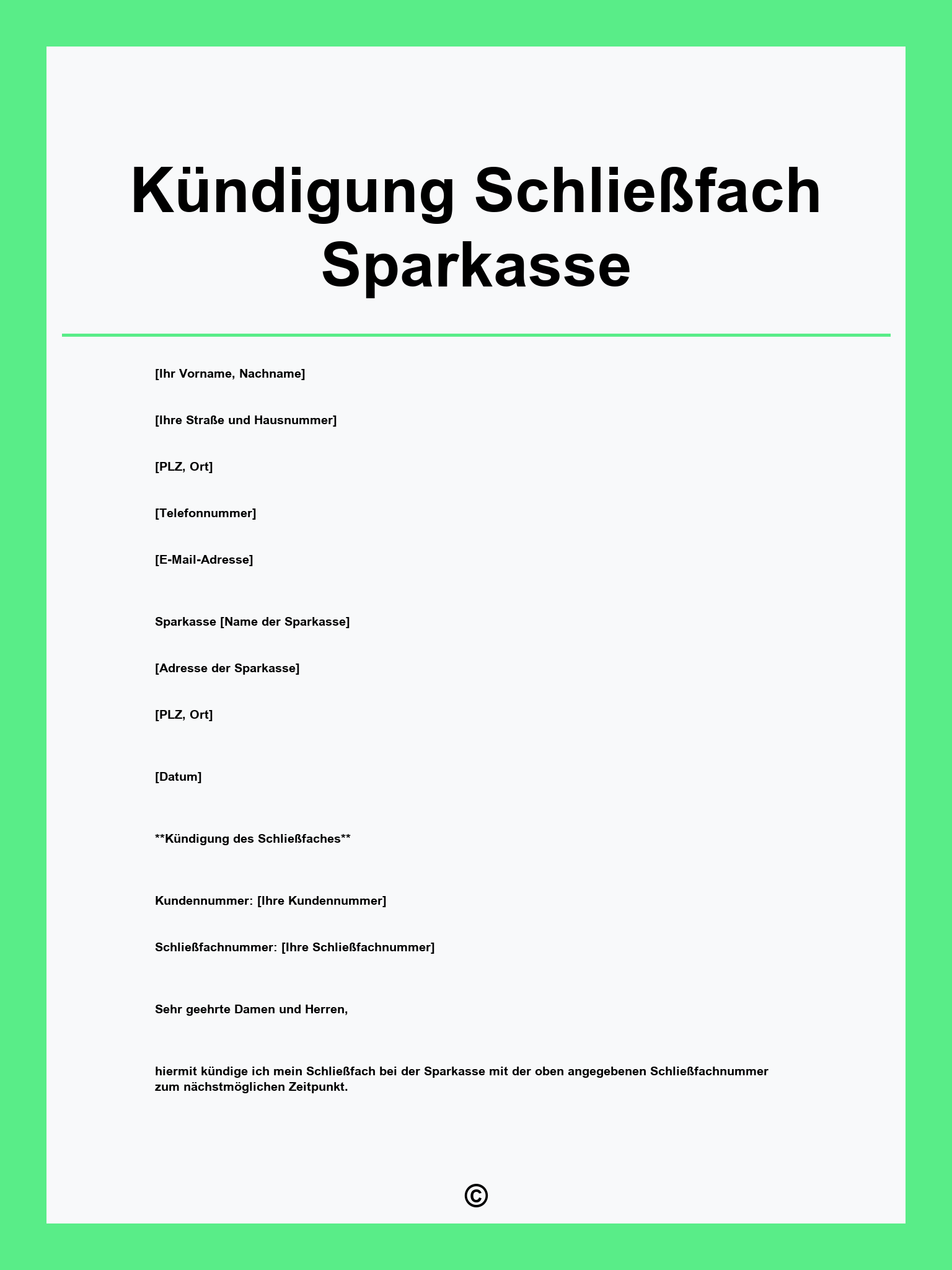 Kündigung Schließfach Sparkasse