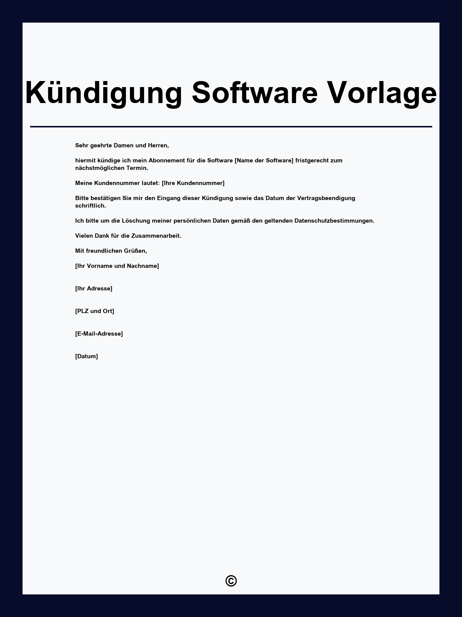 Kündigung Software Vorlage