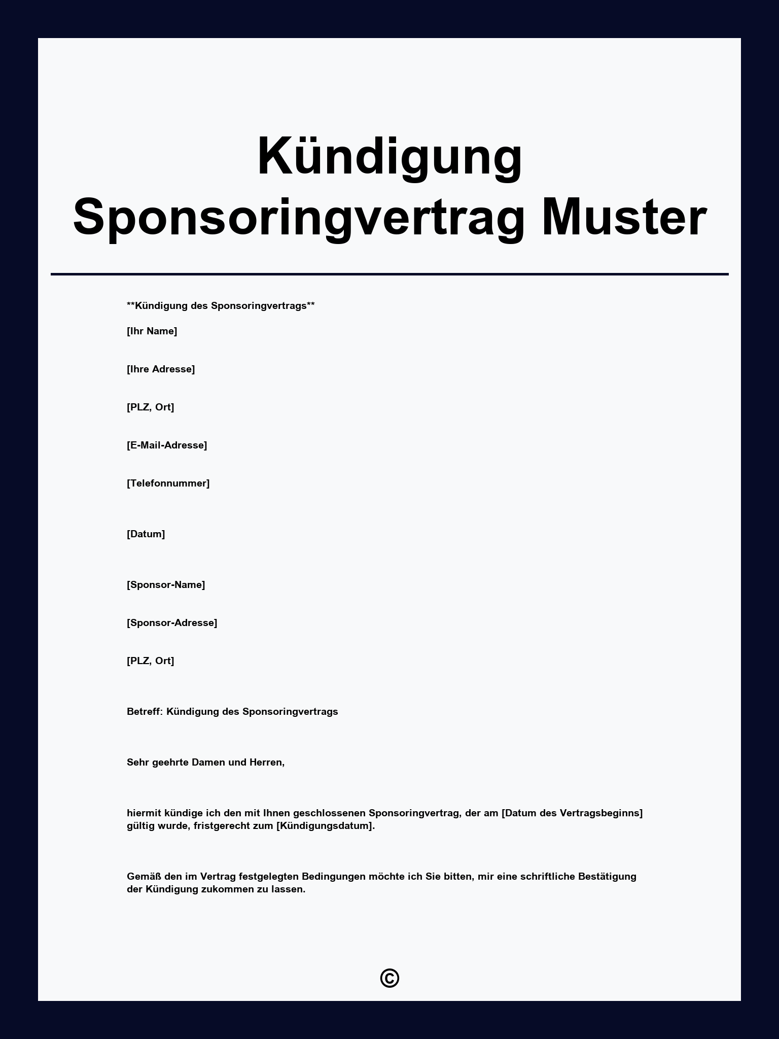 Kündigung Sponsoringvertrag Muster