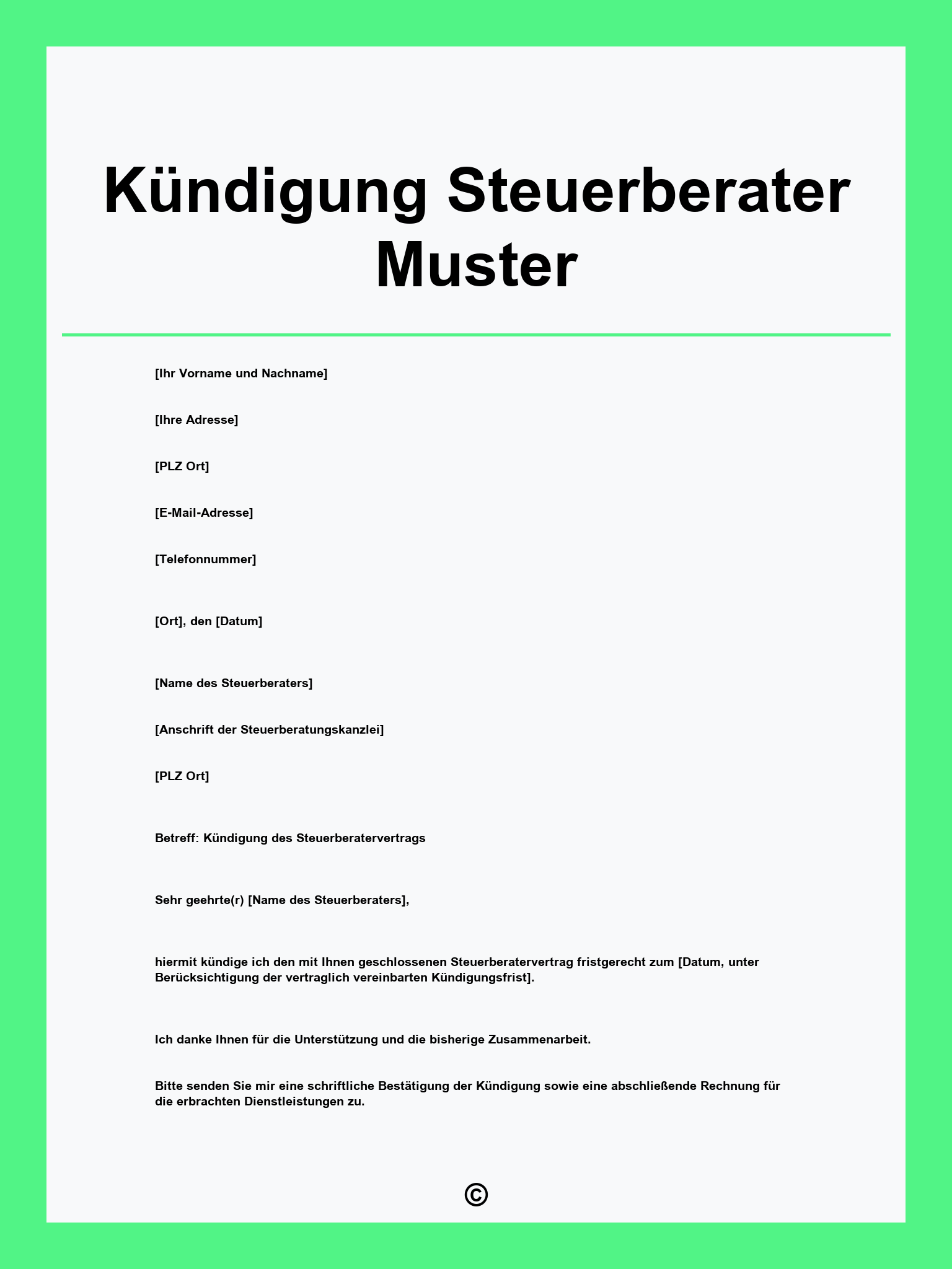 Kündigung Steuerberater Muster