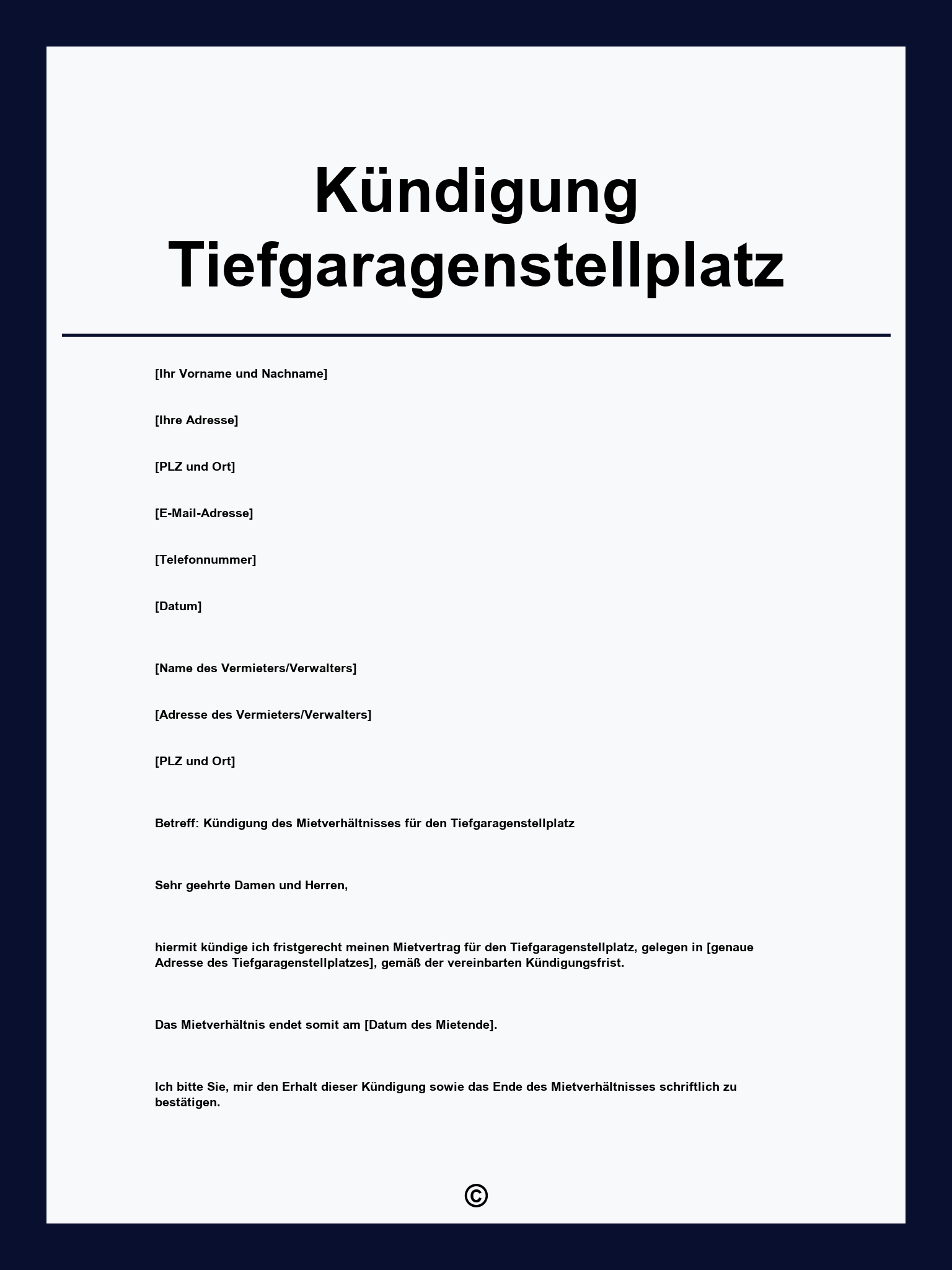 Kündigung Tiefgaragenstellplatz