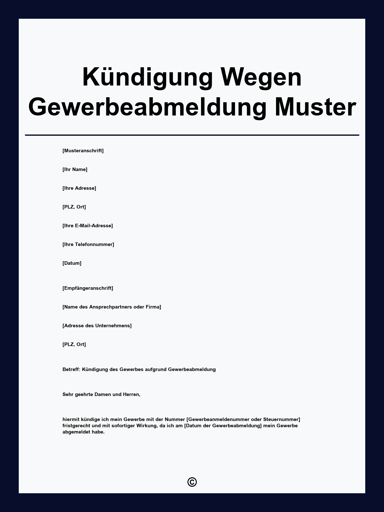 Kündigung Wegen Gewerbeabmeldung Muster