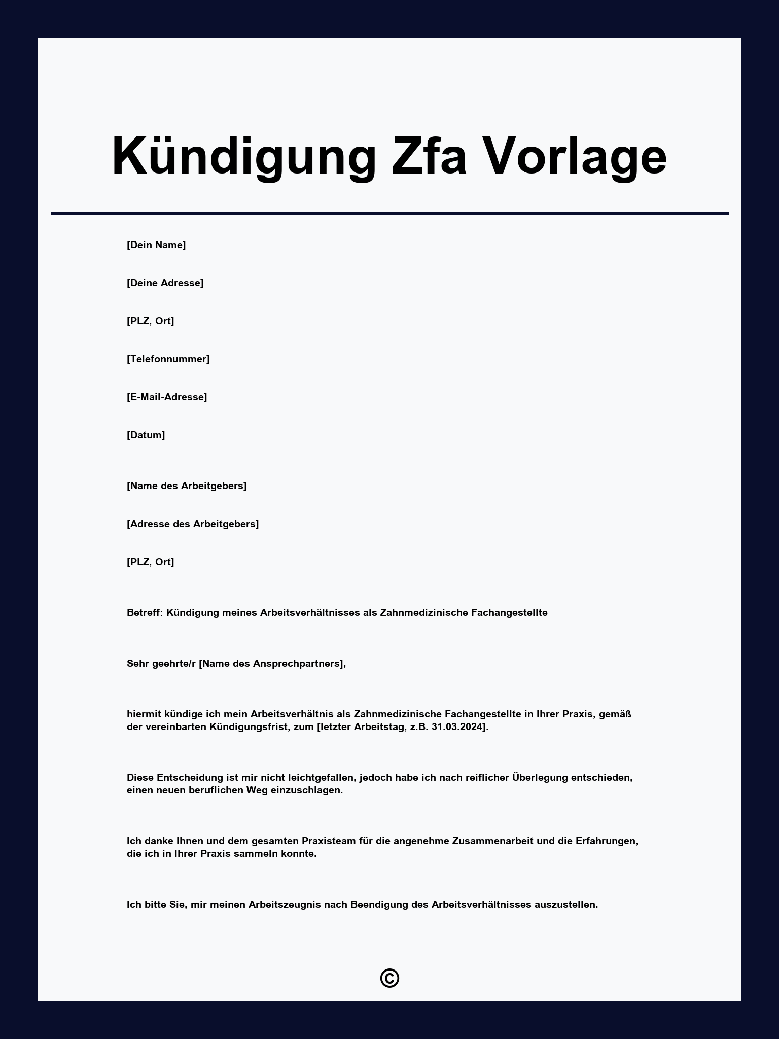 Kündigung Zfa Vorlage