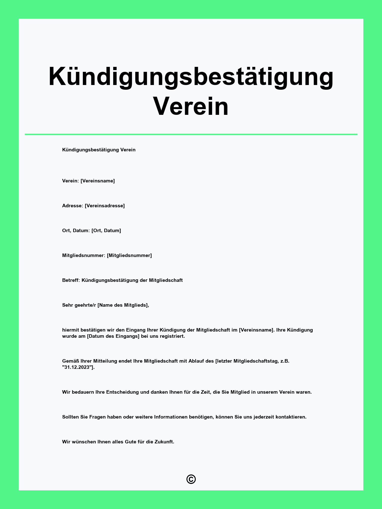 Kündigungsbestätigung Verein