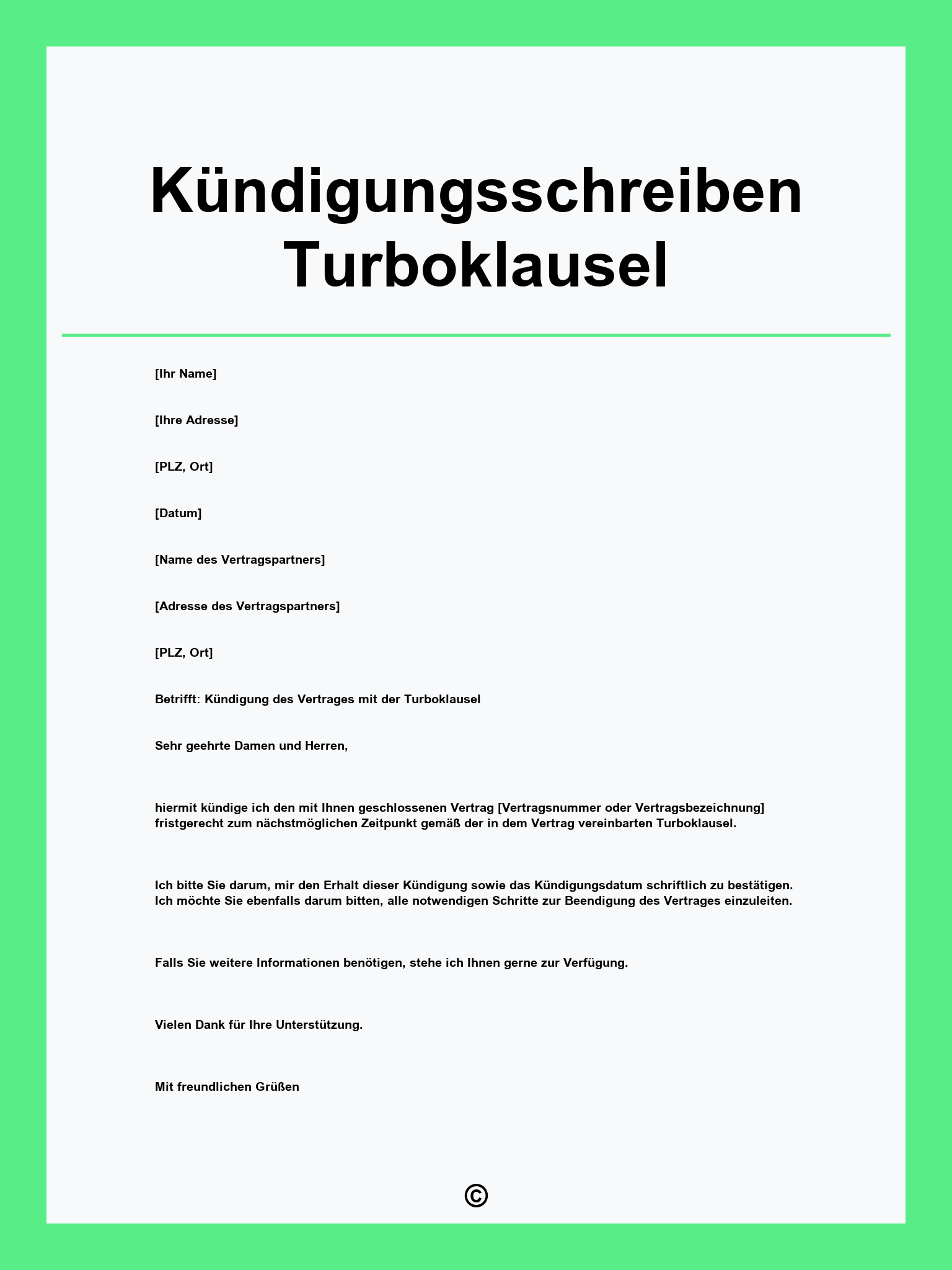Kündigungsschreiben Turboklausel