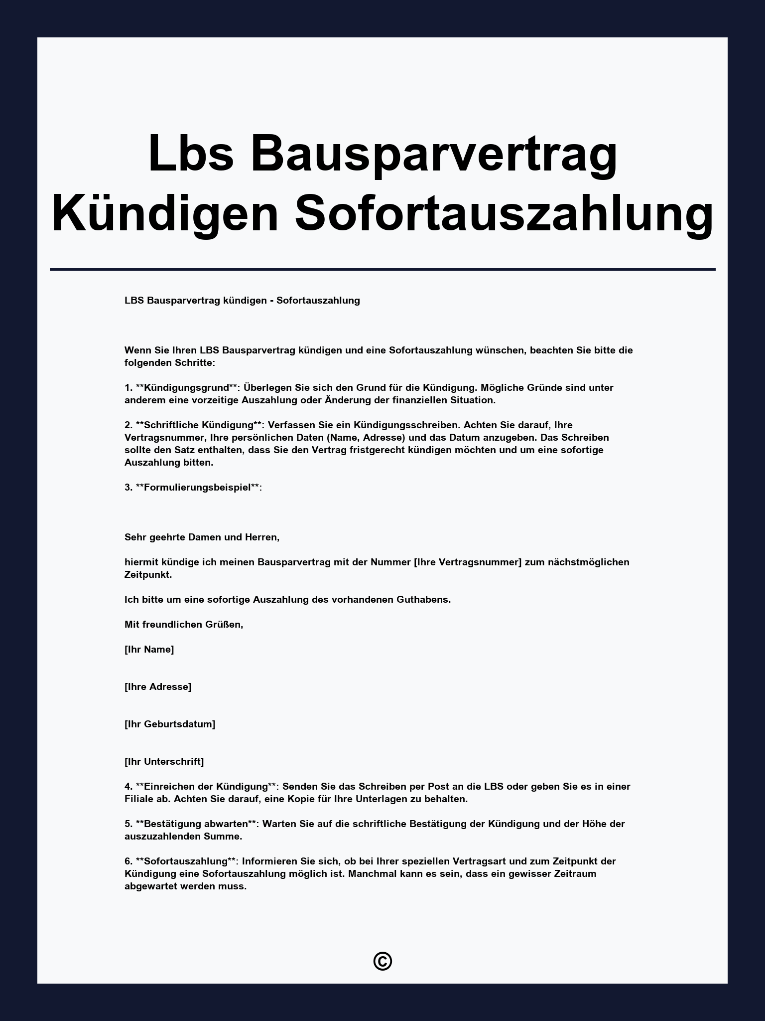 Lbs Bausparvertrag Kündigen Sofortauszahlung