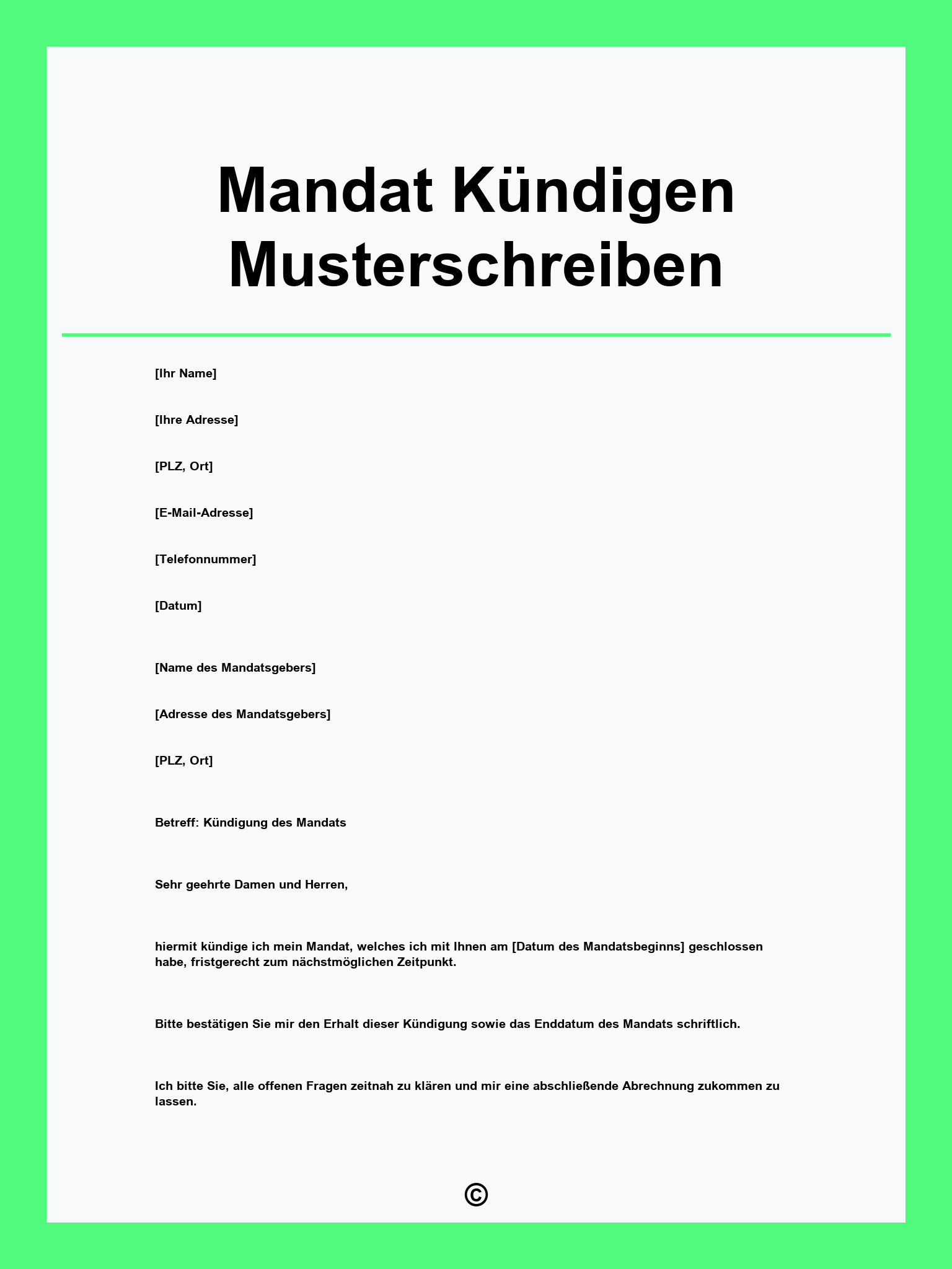 Mandat Kündigen Musterschreiben