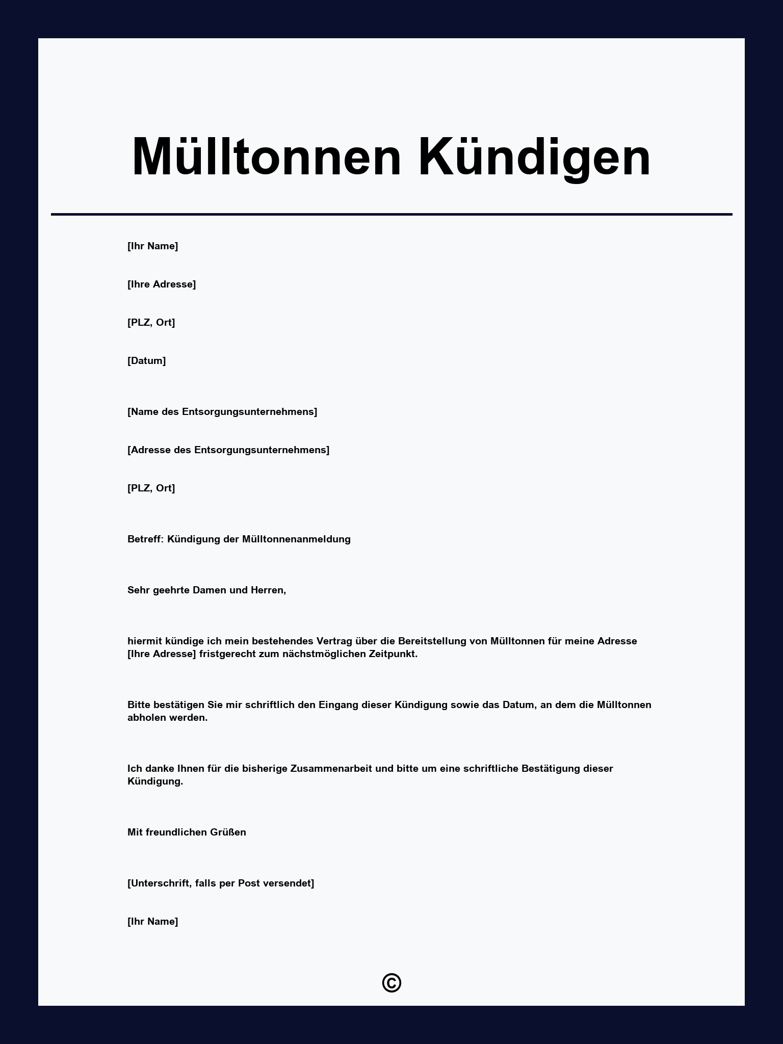 Mülltonnen Kündigen