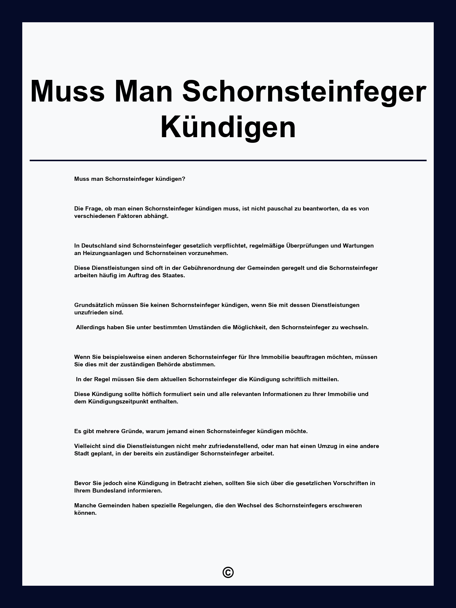Muss Man Schornsteinfeger Kündigen