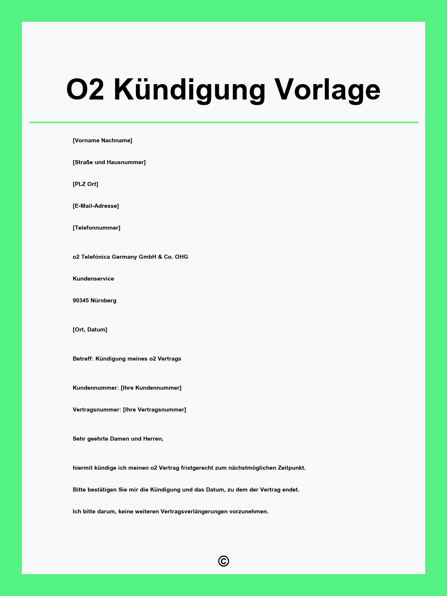 O2 Kündigung Vorlage