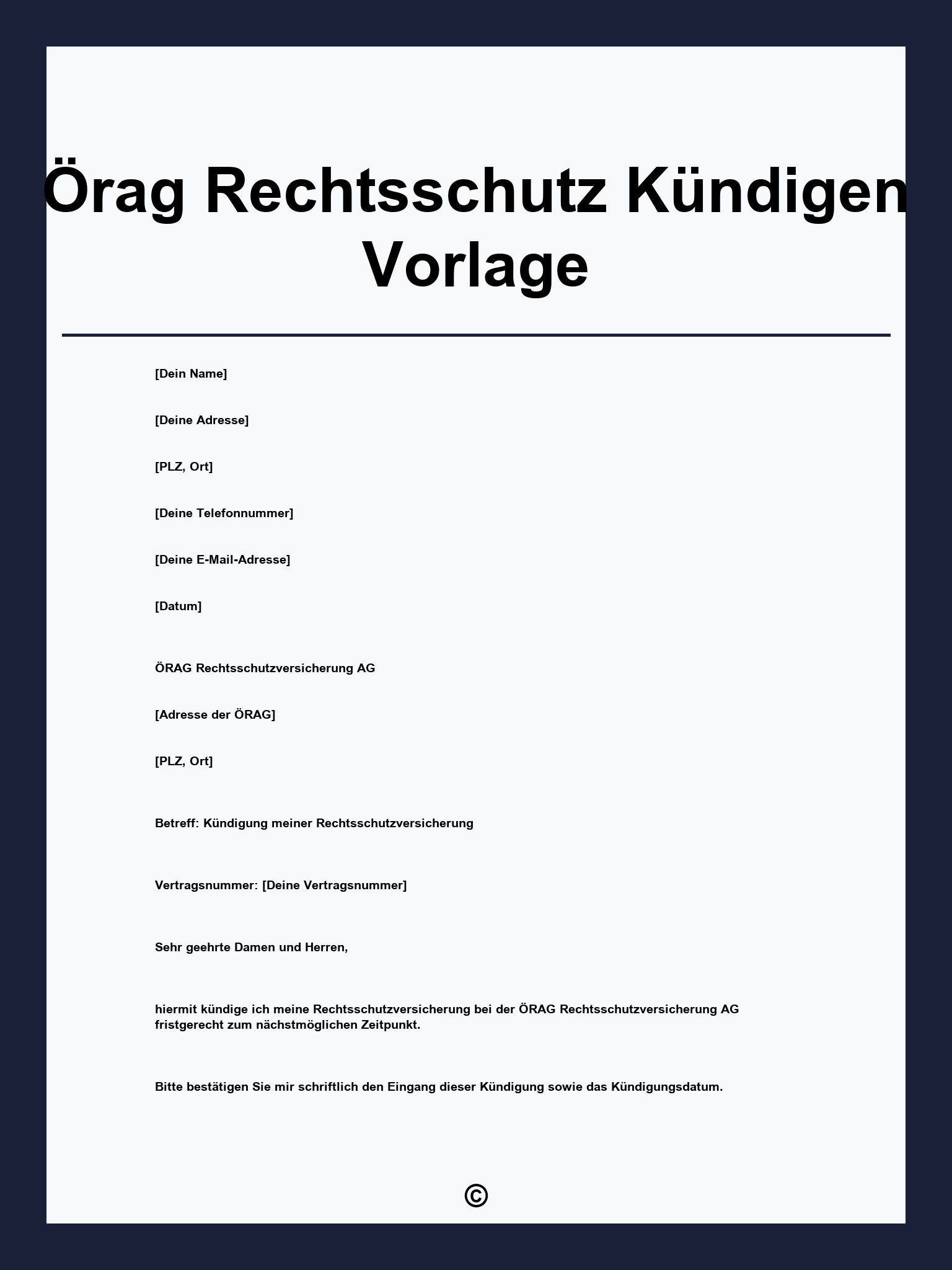 Örag Rechtsschutz Kündigen Vorlage