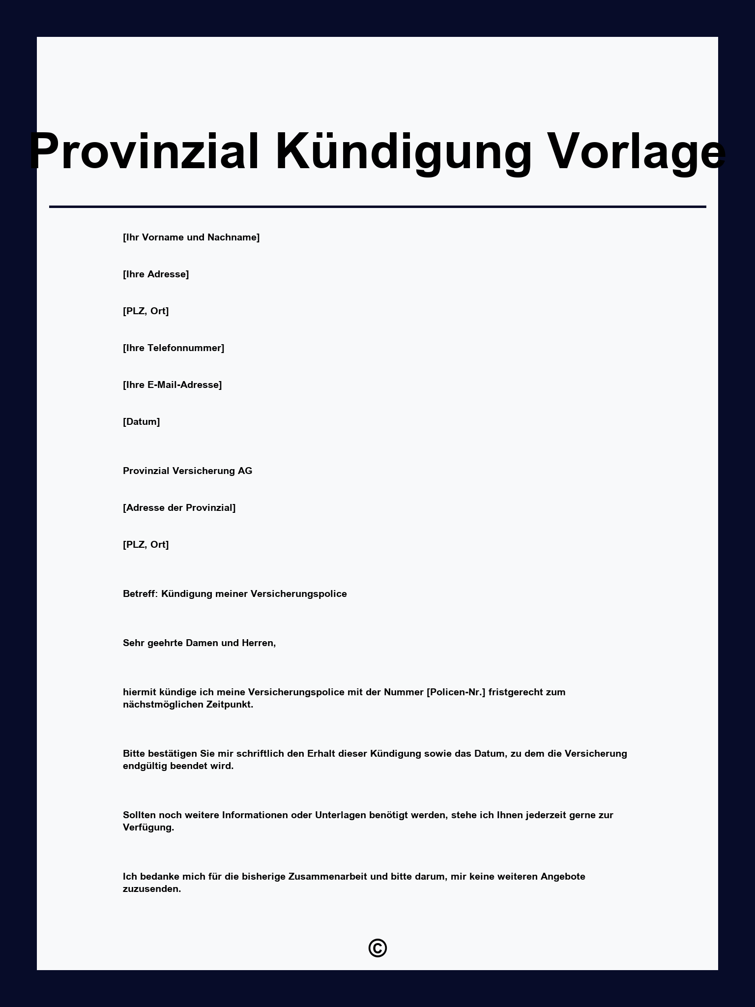 Provinzial Kündigung Vorlage