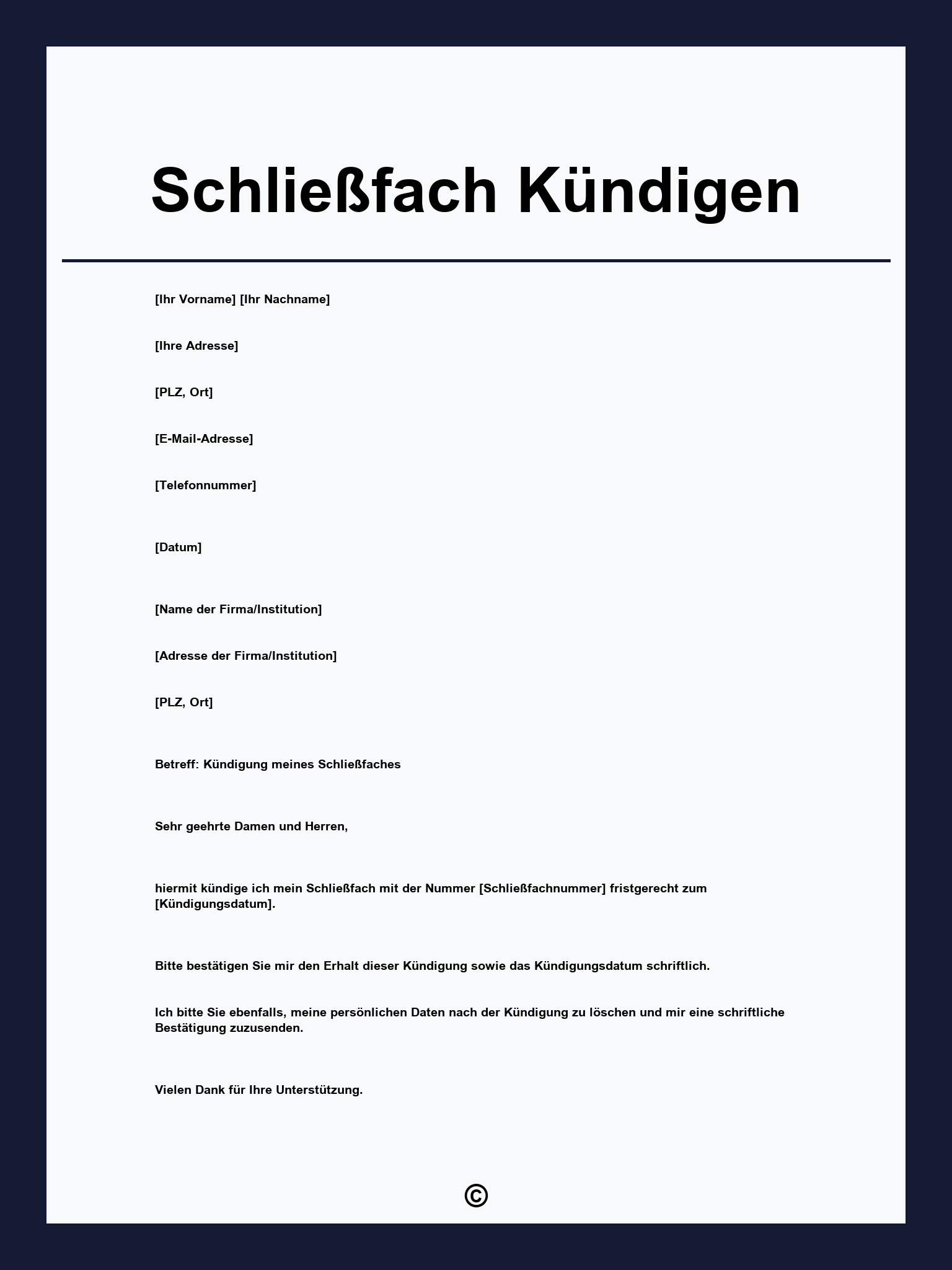 Schließfach Kündigen