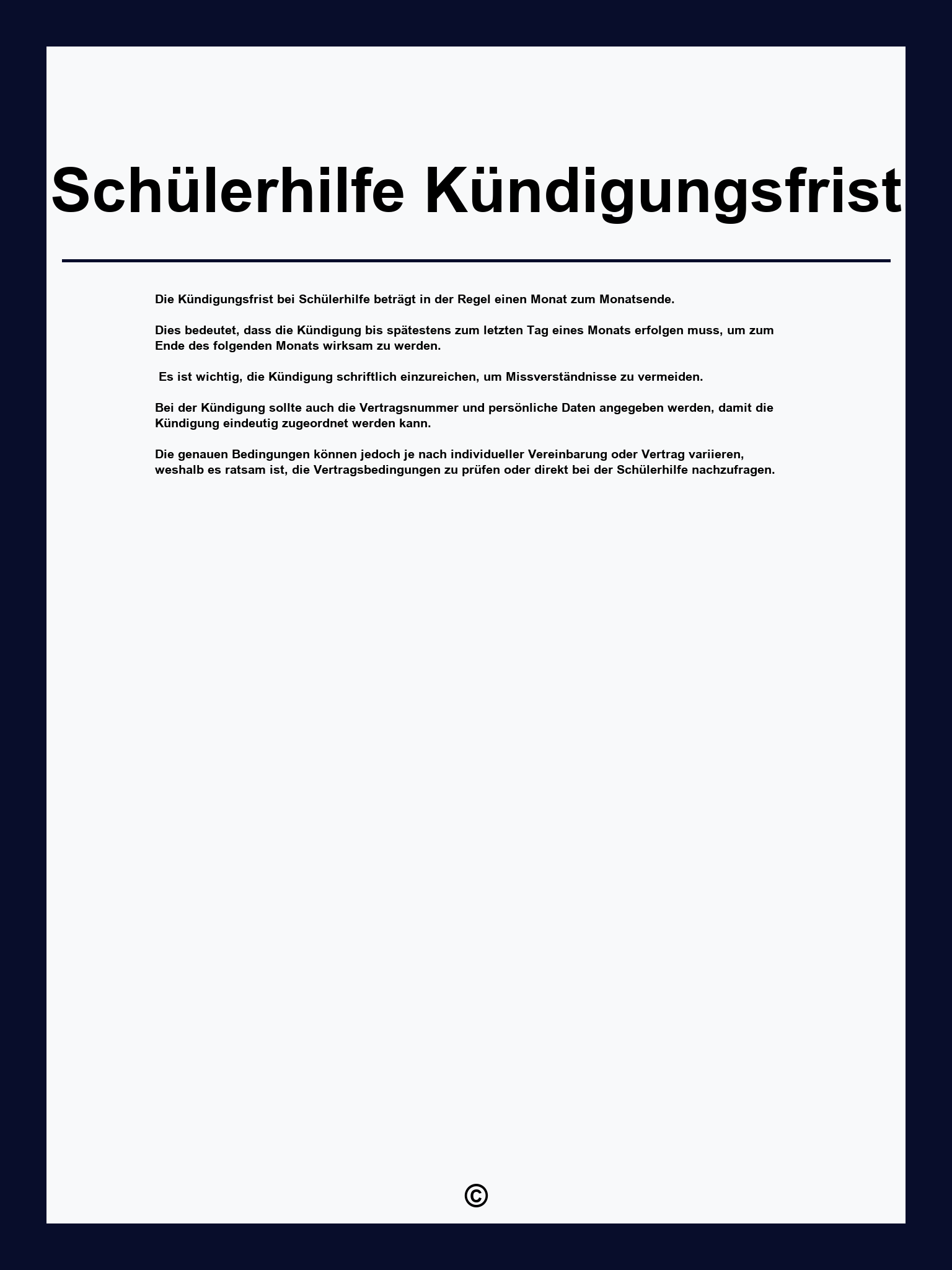 Schülerhilfe Kündigungsfrist