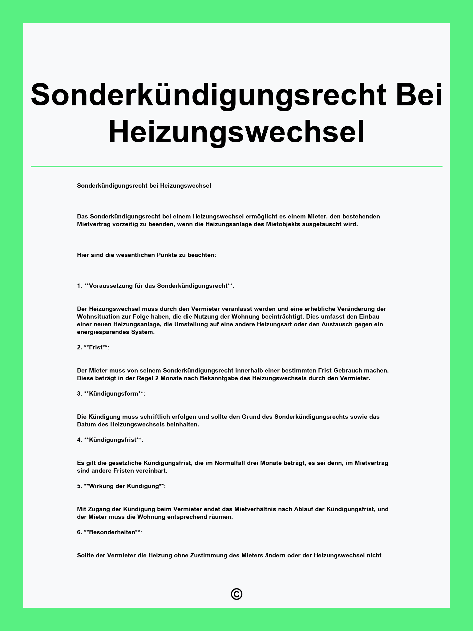 Sonderkündigungsrecht Bei Heizungswechsel